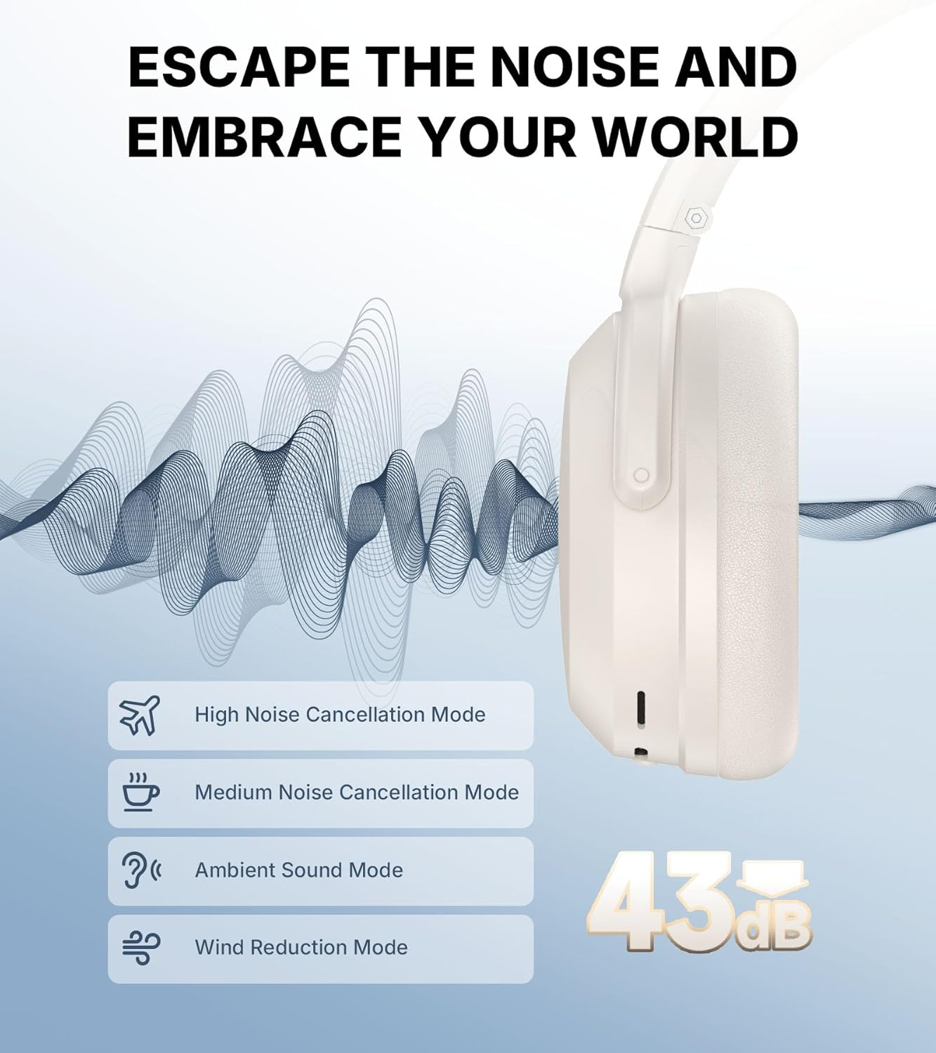 Edifier WH700NB Pro Bluetooth 5.4 Wireless Headphones with Noise Cancelling (Ivory White) image number 4