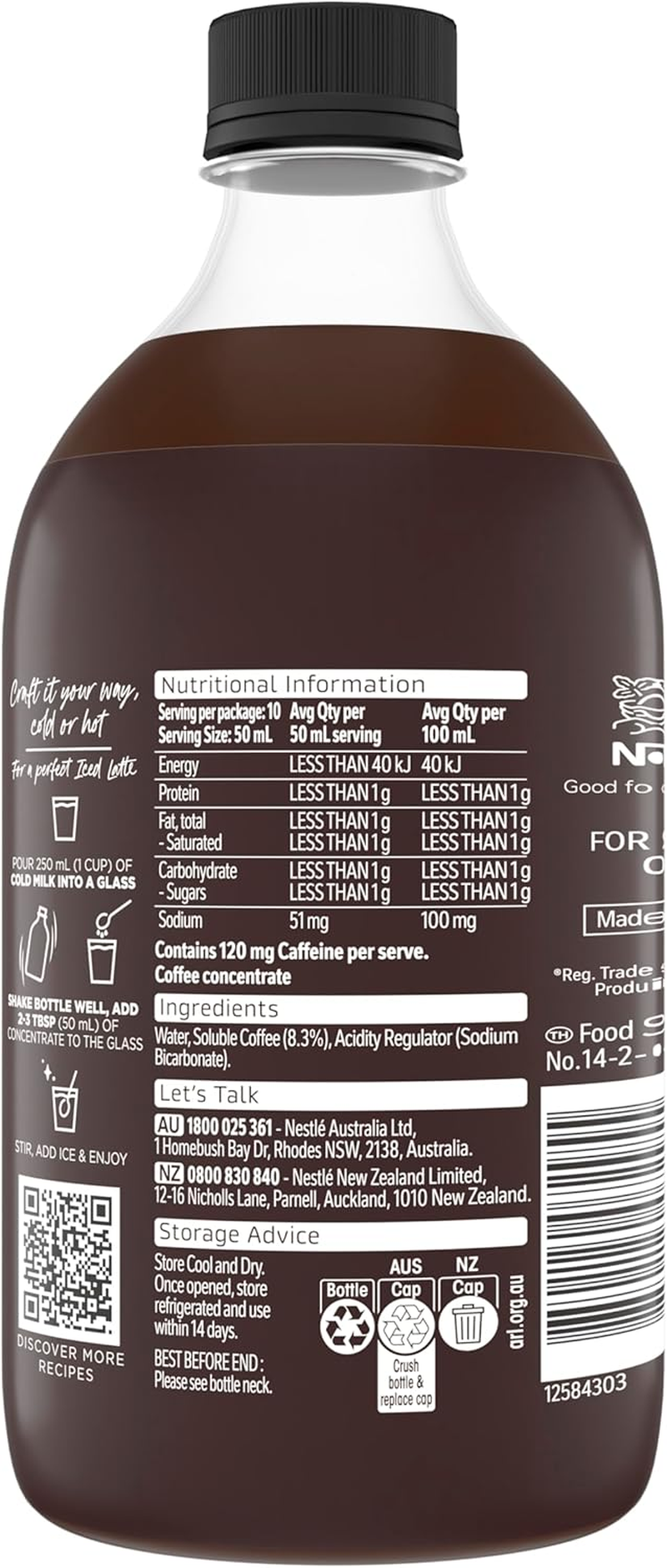 NESCAF&Eacute; Black Espresso Coffee Concentrate 6X500Ml Pack