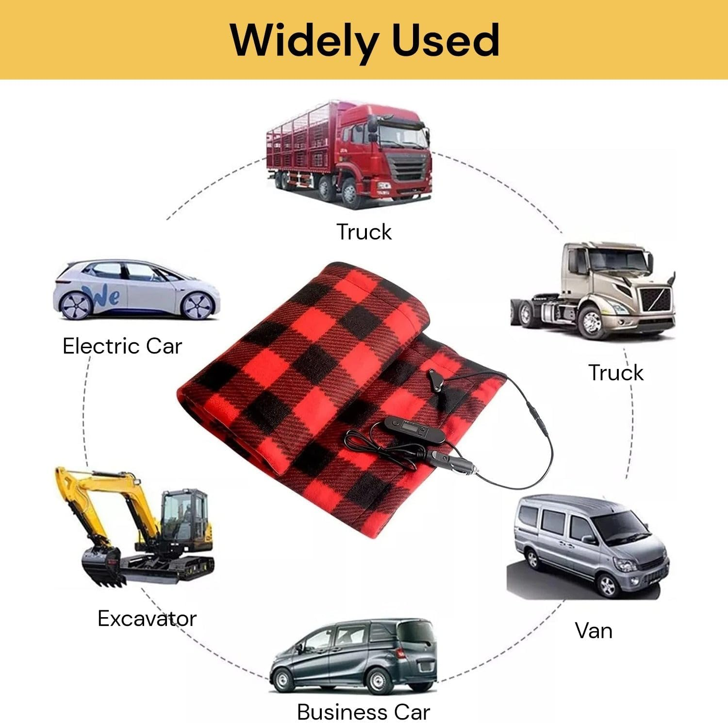 EZONEDEAL Electric Car Blanket - Heated 12 Volt Fleece Travel with Throw Heat Setting Time-Off Controller for Car Truck Boats and RV -Great for Cold Weather, Tailgating, and Emergency Kits