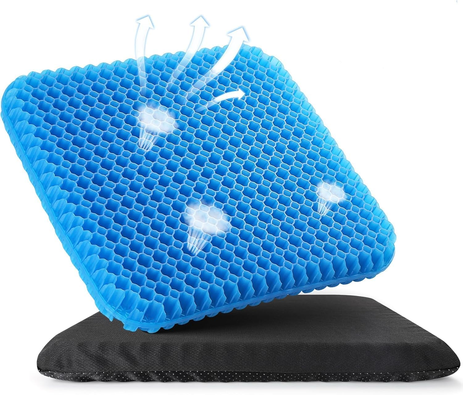 Gel Seat Cushion 2 Pack - Honeycomb Design Lumbar Support Cushion for Office Chair, Car Seat & Wheelchair | Pressure Relief & Cooling Gel with Non-Slip Cover | Soft Sitter Alternative