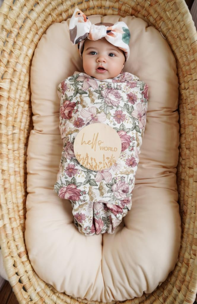 Little Jump Stretchy Jersey Knit Swaddle Blankets, Premium Cotton Floral Baby Blanket,Soft Western Wild Flowers Baby Quilt for Baby Girls and Toddlers(Vintage Floral) image number 1