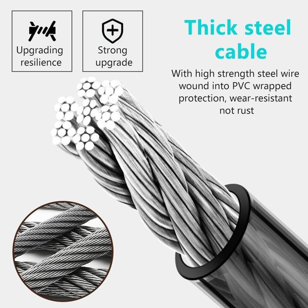 65CM Cable Lock, Combination Safety Code Cable Lock, Multiple Using Cable Lock (Black) image number 2