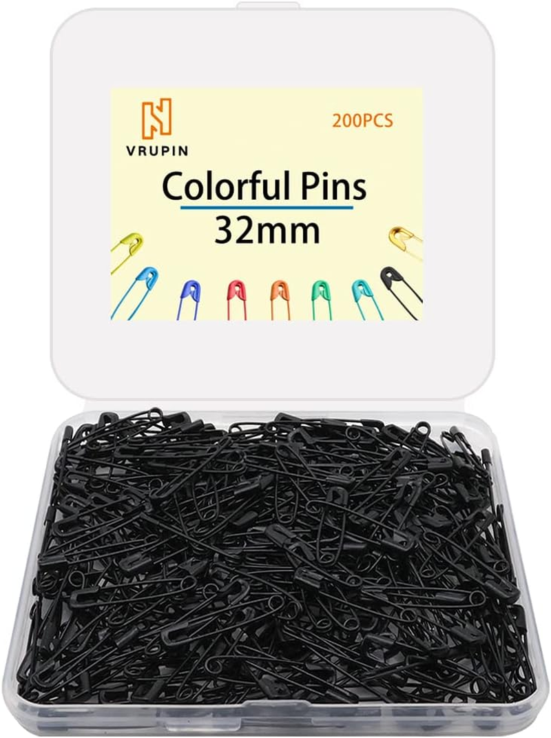200Pcs -Safety Pins Colored, 1.26Inch32Mm Small Safety Pin Kit Colorful Assortment Bulk for Quilting Clothes Baby Diaper Decorative (Multi)
