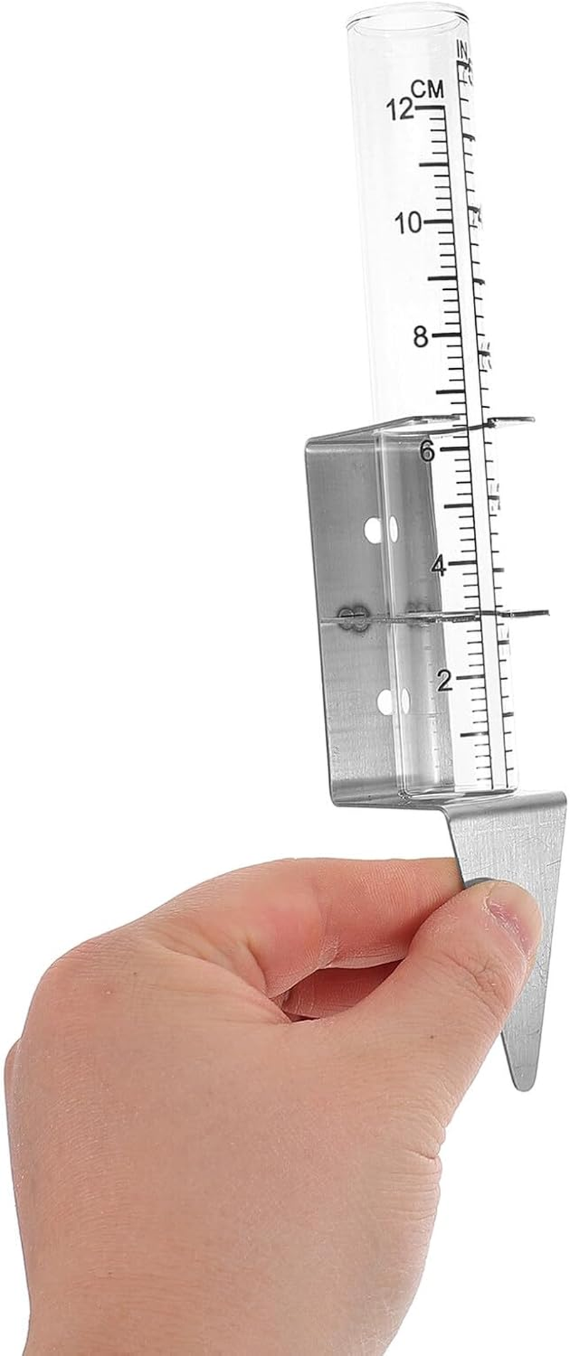 Stainless Steel Rain Gauge Bracket with Glass Measuring Device for Outdoor Patio Garden Weather-Resistant Rain Measuring Tool with Secure Mounting for Accurate Rainfall Readings image number 2