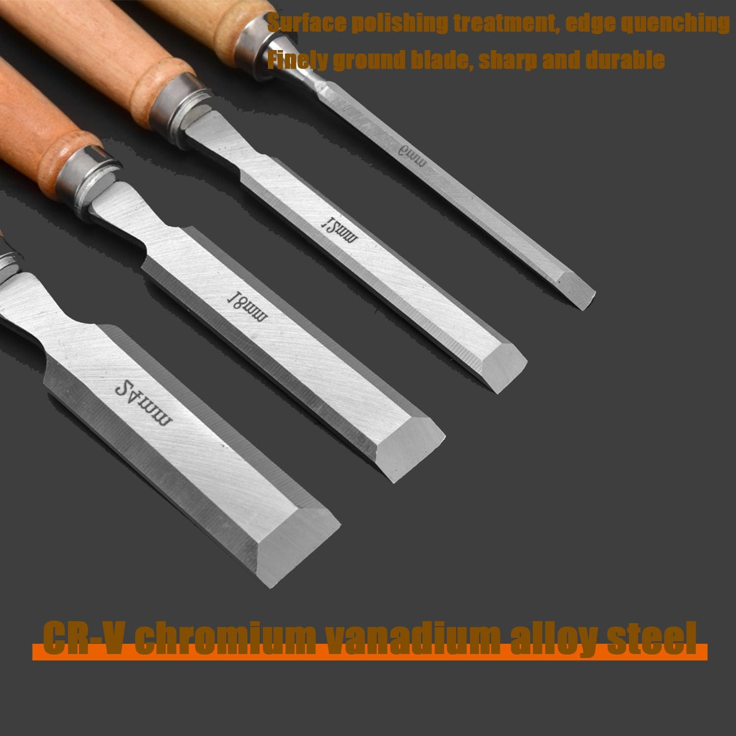 Shengsenfu 4 Pcs Wood Chisel Set, Carbon Steel, Bevel Edge, Ideal for Wood Carving, Engraving & Construction image number 6