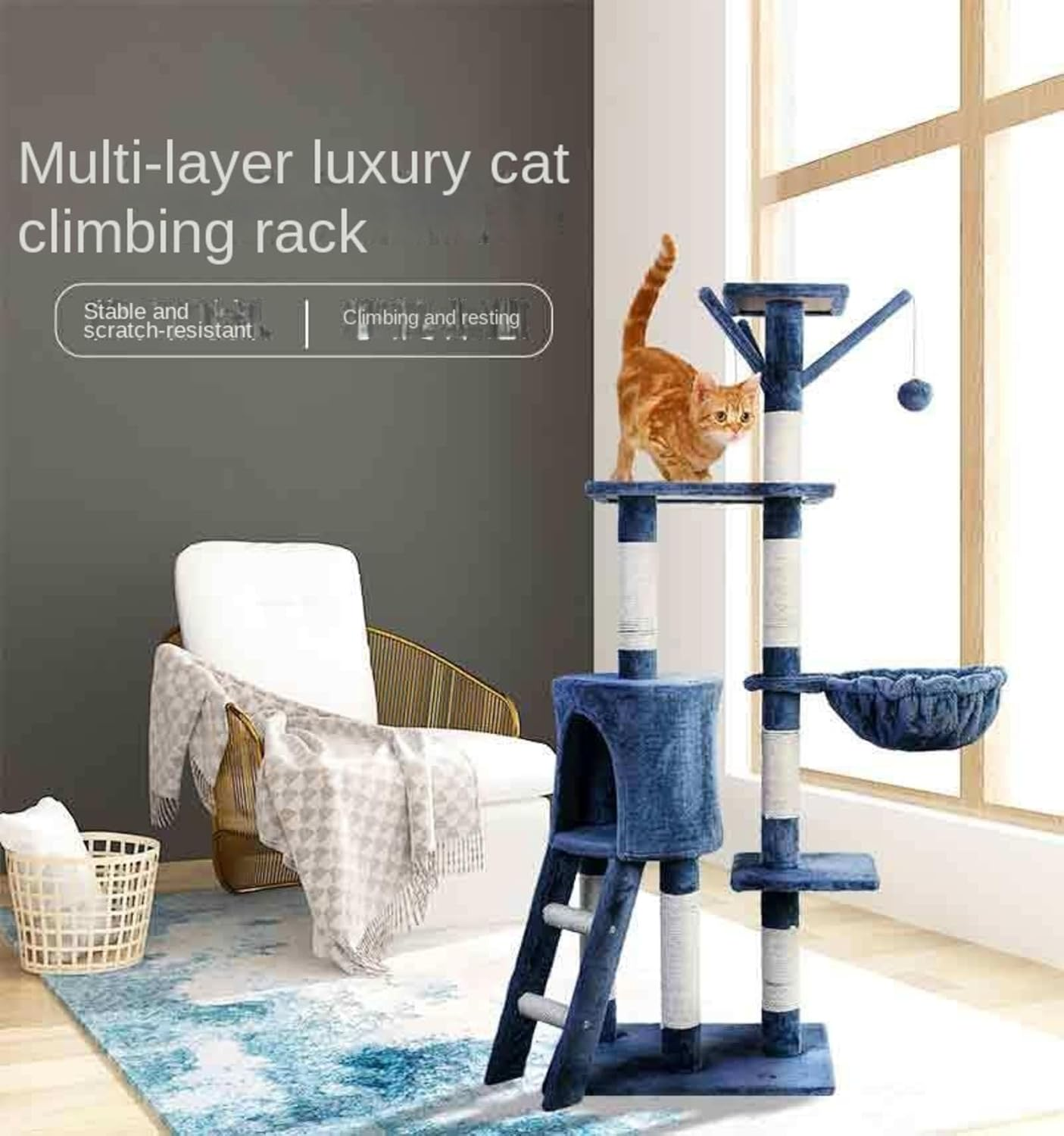 Luxury Five-Layer Large Villa Cat Climbing Frame Four Seasons Integrated Villa Cat Bed Cat Tree image number 5