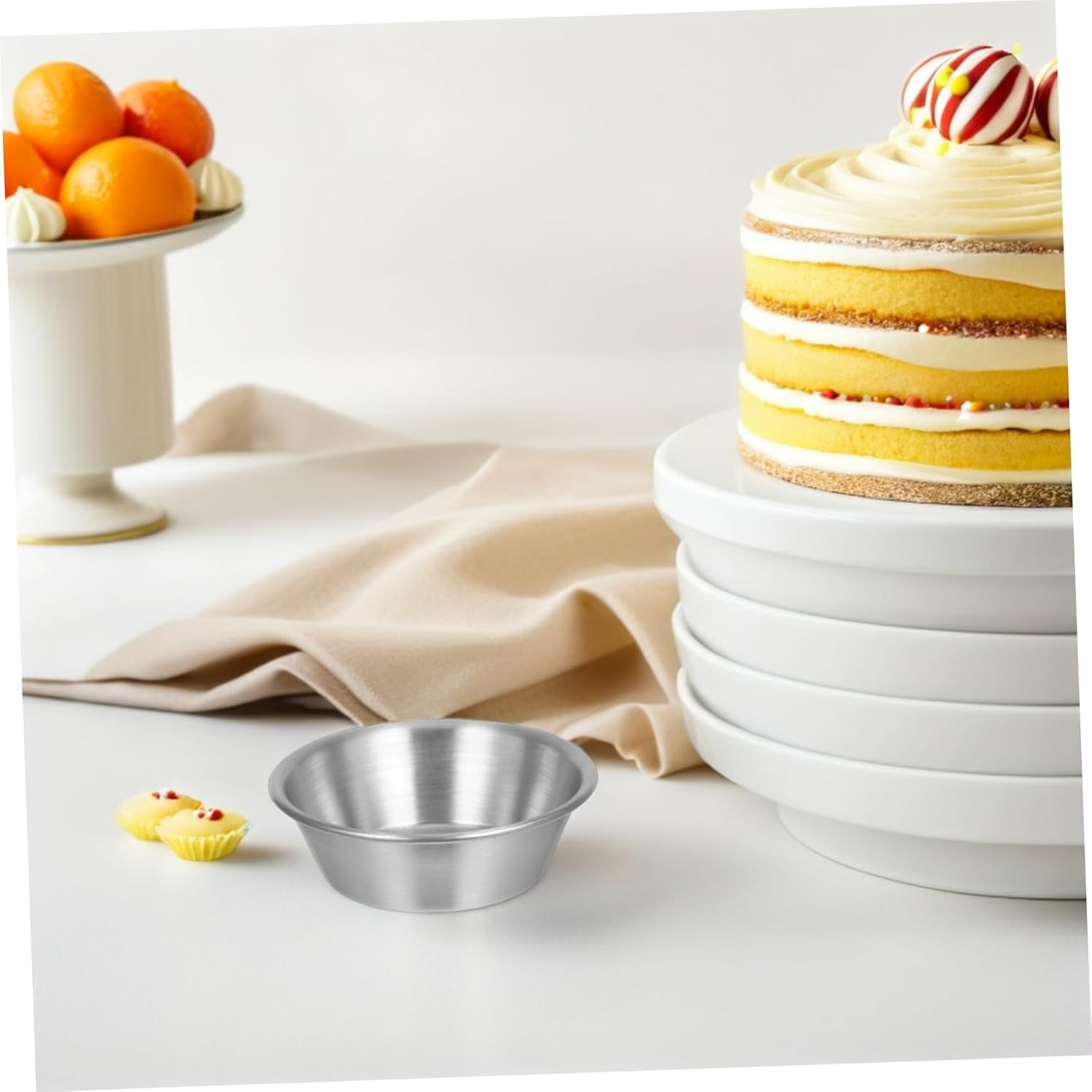 Iplusmile 8Pcs Stainless Steel Egg Tart Mold Set Mini Reusable Baking Cups for Pastry and Cupcakes Medium Size Home Kitchen Dessert Bakeware image number 1