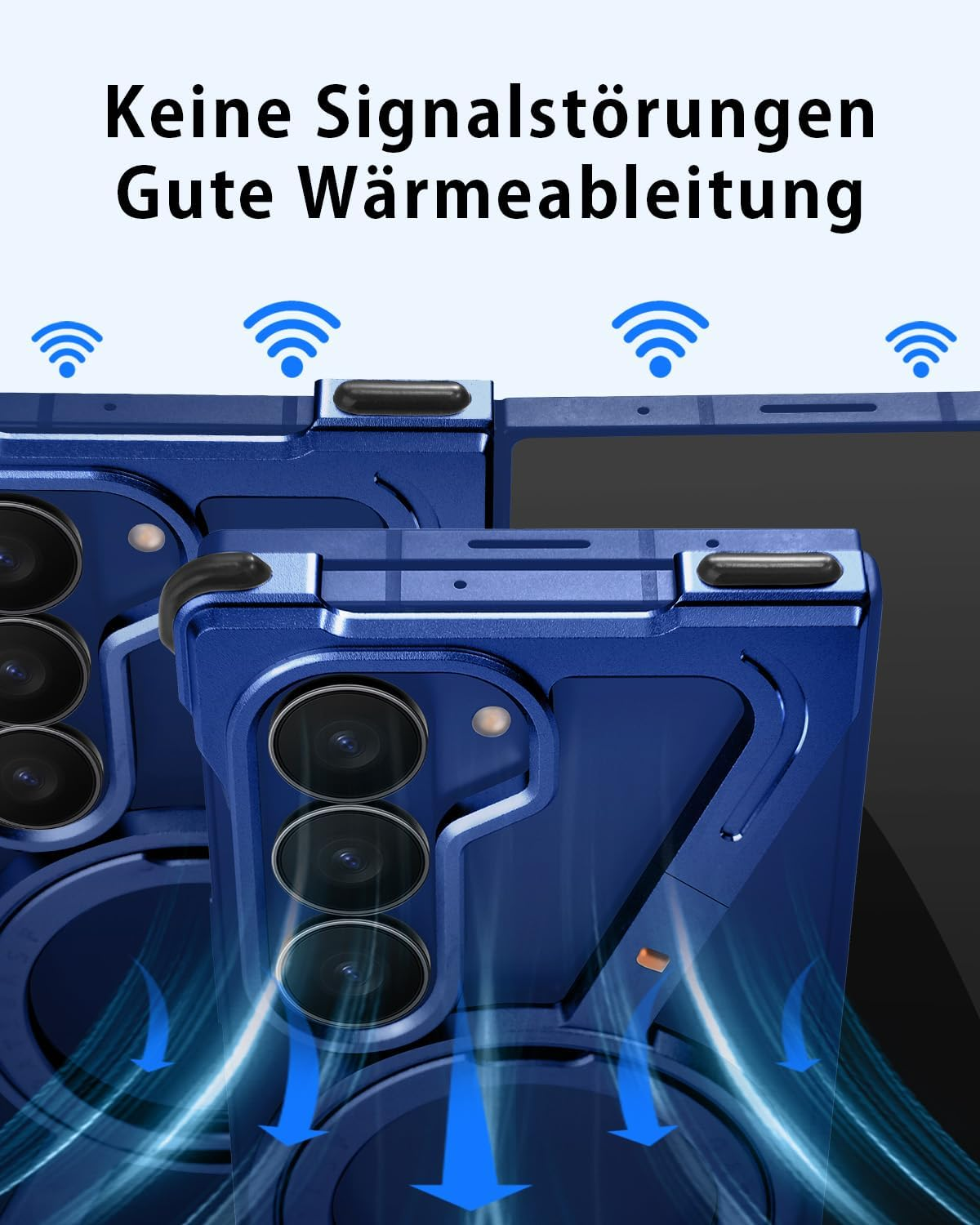 Z Shape for Samsung Galaxy Z Fold 7 Case, Frameless Aluminium Thin Mobile Phone Case with 360&deg; Rotating Magnetic Stand, Metal Shockproof Protective Case for Samsung Z Fold 7 Case (Blue Shadow) image number 2