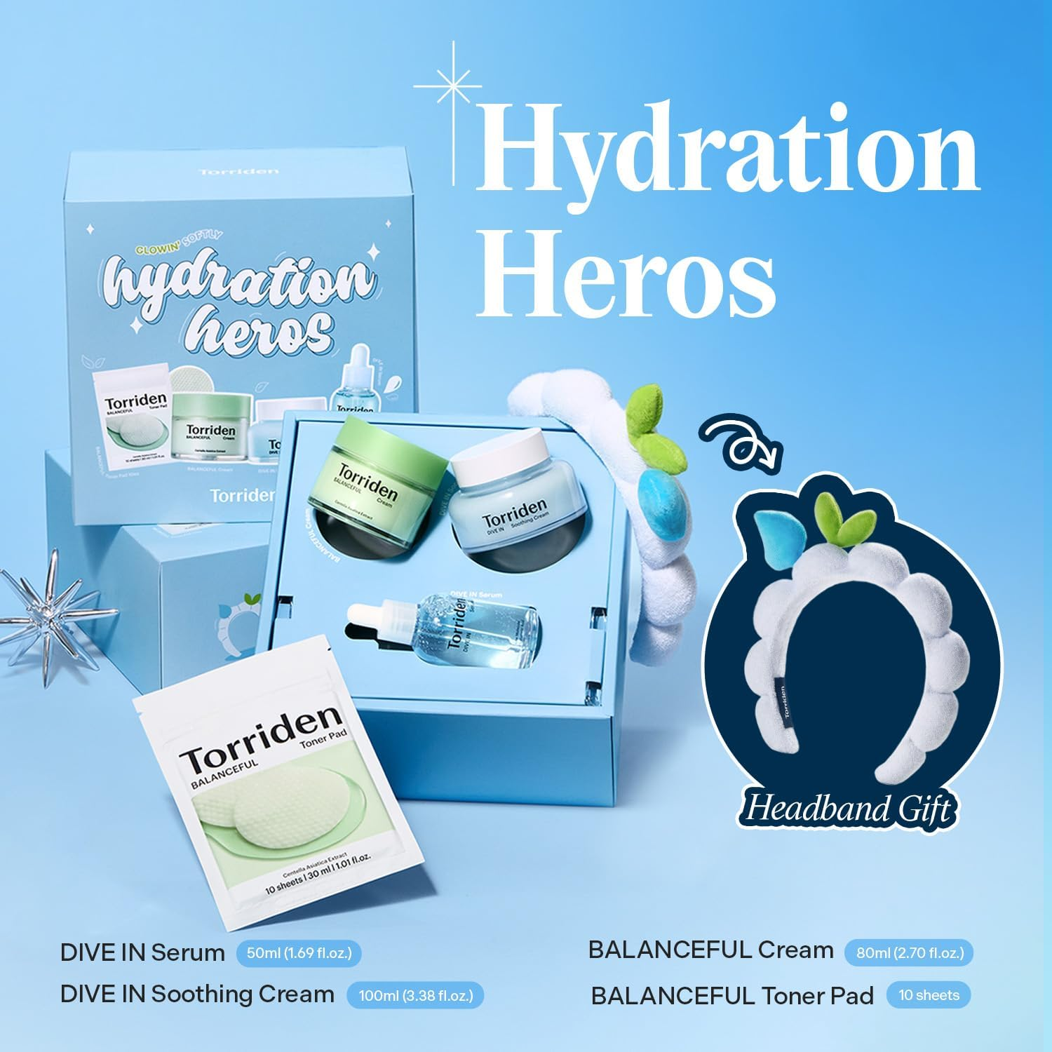 Torriden Softly Hydration Heroes DIVE in Serum 50Ml + DIVE in Soothing Cream 100Ml + BALANCEFUL Cream 80Ml + BALANCEFUL Toner Pad 10 Sheets | Deep Hydration and Soothing Care Set image number 6