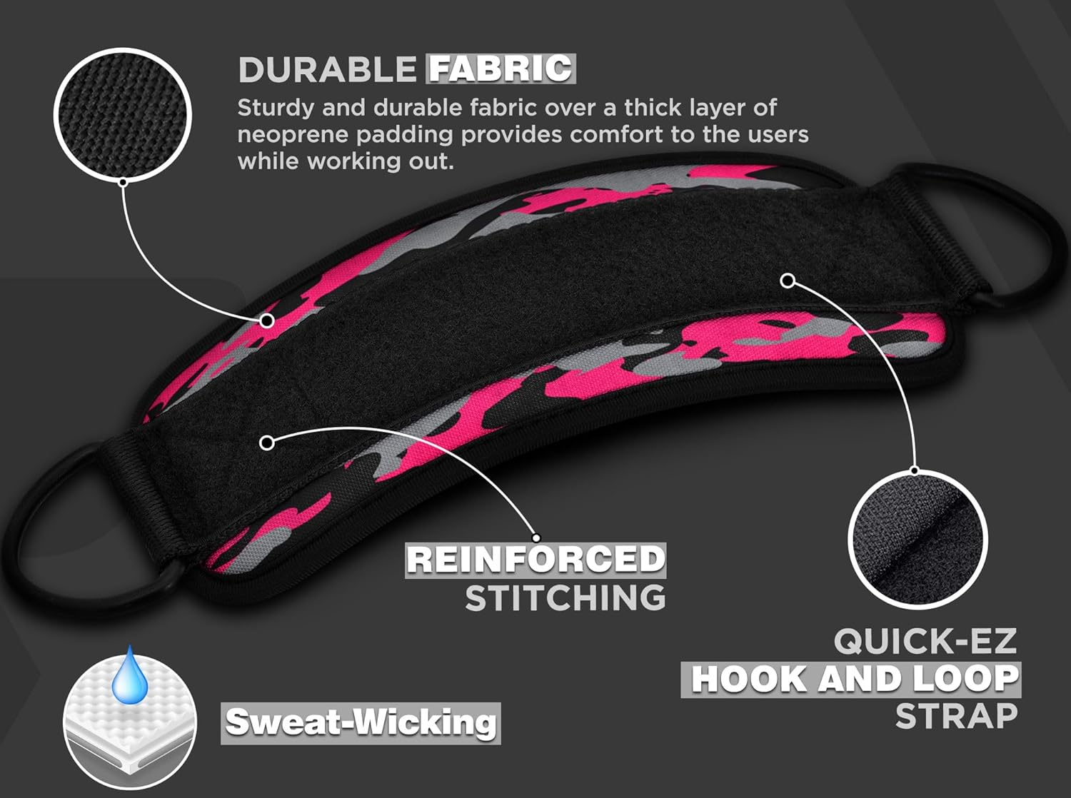 RDX Fu&szlig;schlaufen Kabelzug Gepolstert, 7MM Neoprenst&uuml;tze 10&rdquo;X4&rdquo;, Ankle Straps, Handgelenk Wickelt Mit 2 D-Ring F&uuml;r Cable Machine Fitness Training Fu&szlig;manschetten Gym Ges&auml;&szlig; Beintraining, Frauen M&auml;nner image number 4