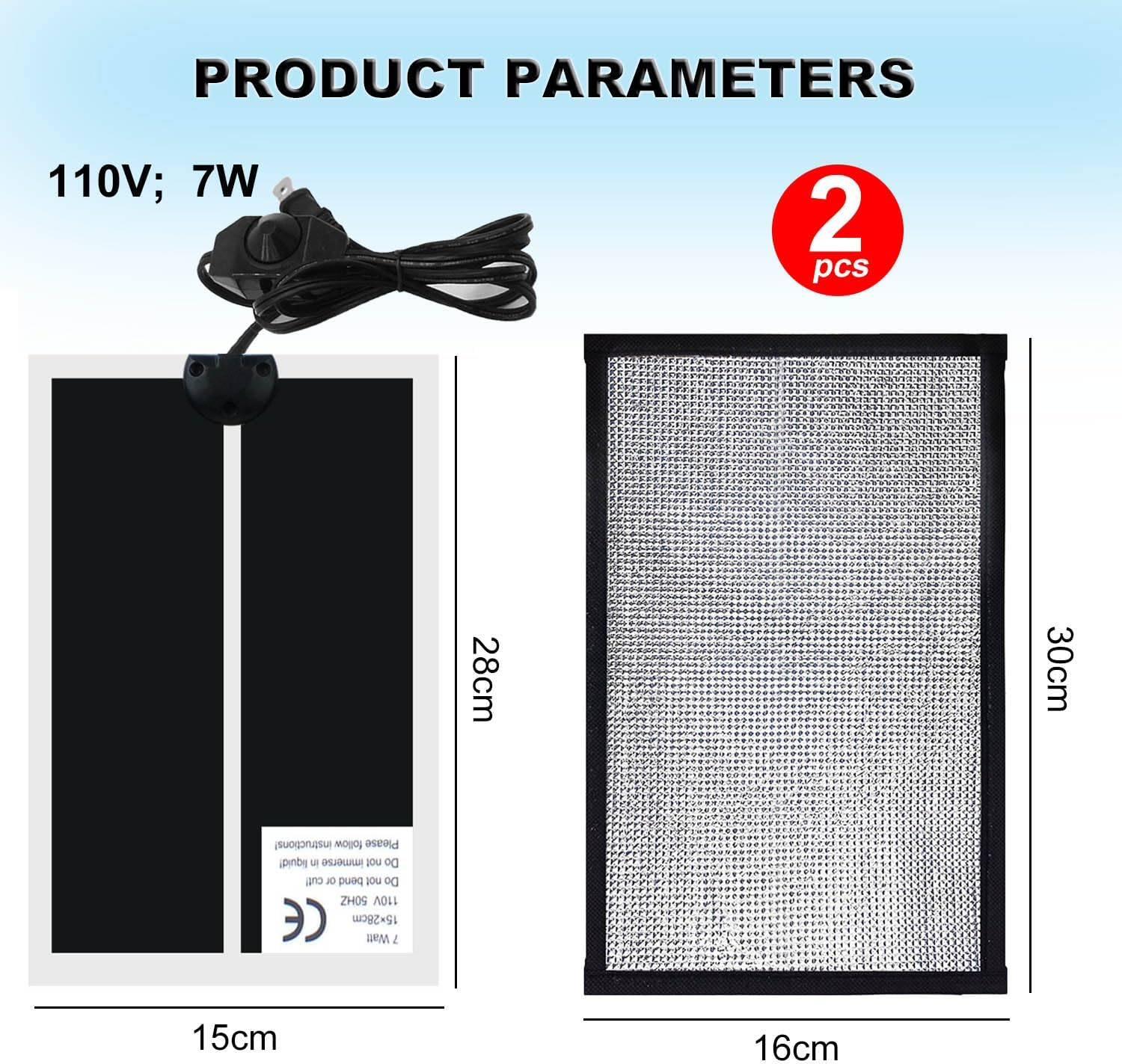 7W Reptile Heat Pad, Reptile Heating Mat with Insulation Pad, Adjustable Temperature, Terrarium Heater, Waterproof and Durable, Suitable for Fish Tanks and Small Animals (7W) image number 3