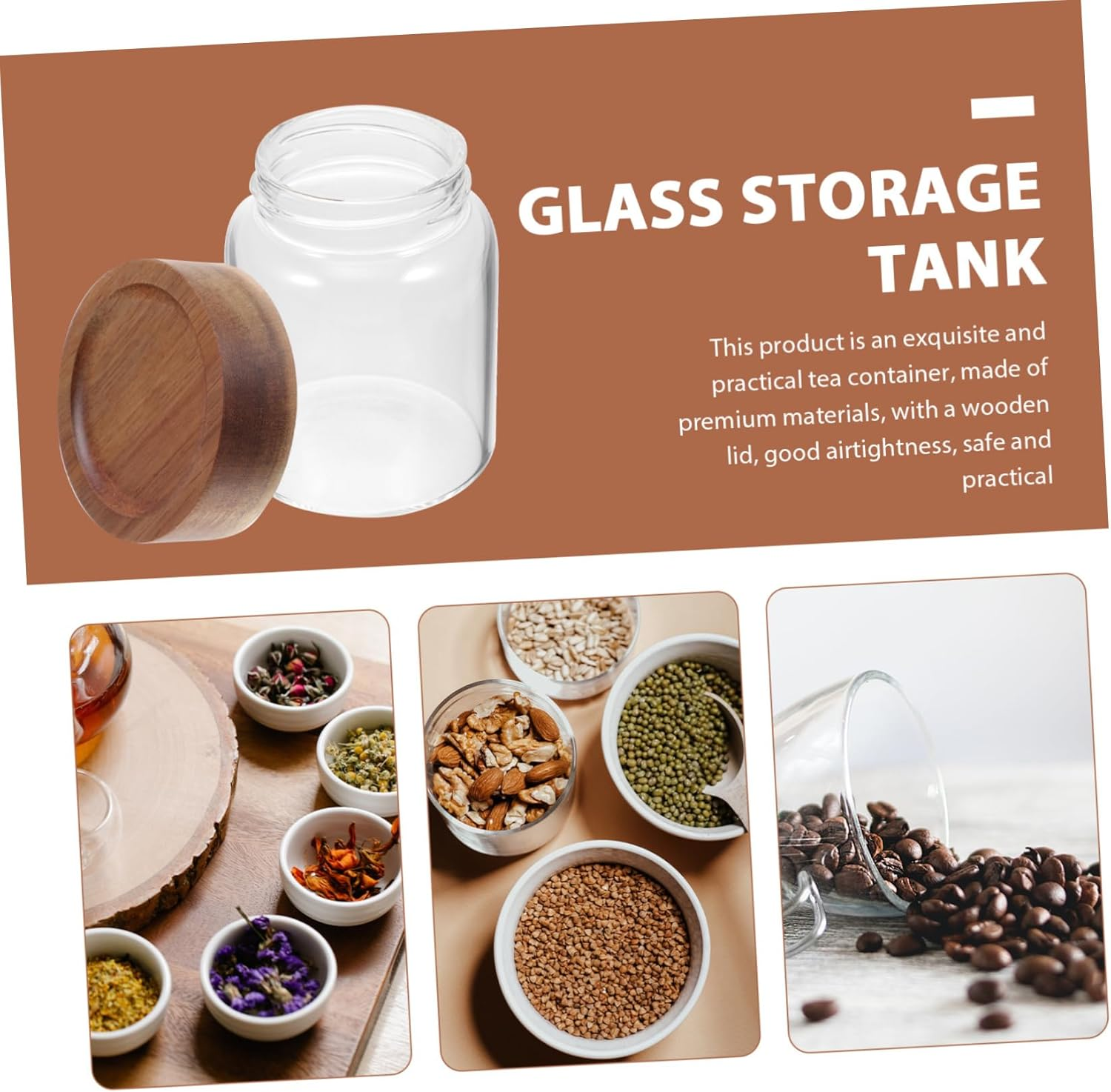 FUNOMOCYA Coffee Storage Jar Sealed Storage Jar Beans Container Lid Kitchen Supply Airtight Coffee Canister Home Can for Fresh Beans image number 5