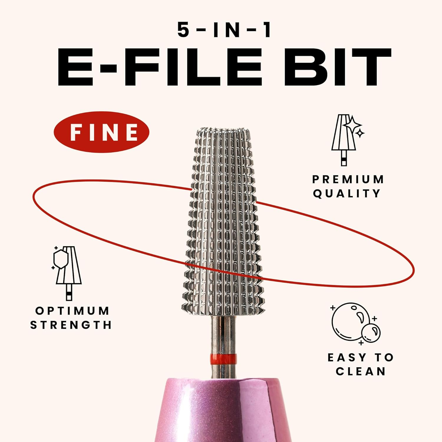 V Beauty 5-In-1 Professional Nail Drill Bits (Fine) - Electric Nail Drill Kit for Manicure, Pedicure & 3D Art - Portable Efile Nail Tech Drill Bits for Nail Technicians, Salon & Home DIY image number 1