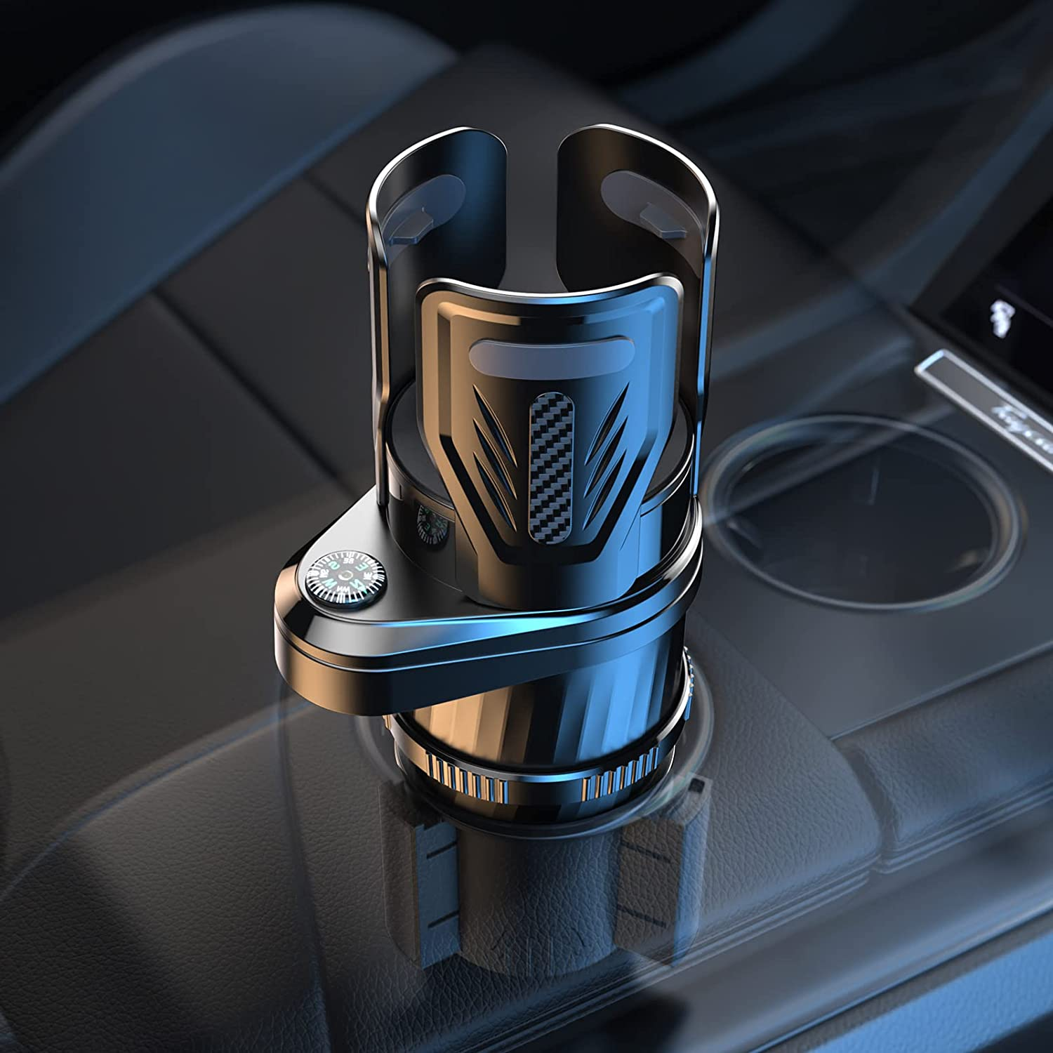 Car Cup Holder Expander Adapter with Adjustable Base Compatible, 2-In-1 Universal Multifunctional Car Drink Dual Cup Holder Extender Organiser for Snack Bottles Cups Drinks, New Upgraded image number 3