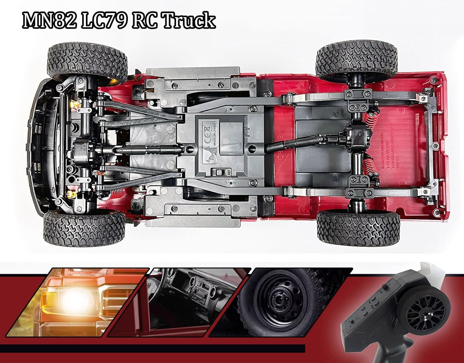 HLSFWDRIVE RC Rock Crawler RC Truck 4X4 Toyota LC79 RC Crawler 1/12 off Road Pickup Remote Control 2.4Ghz All Terrain 280 Brushed Motor Proportional Throttle Steering RTR Hobby Toy Adult MN-82 image number 3