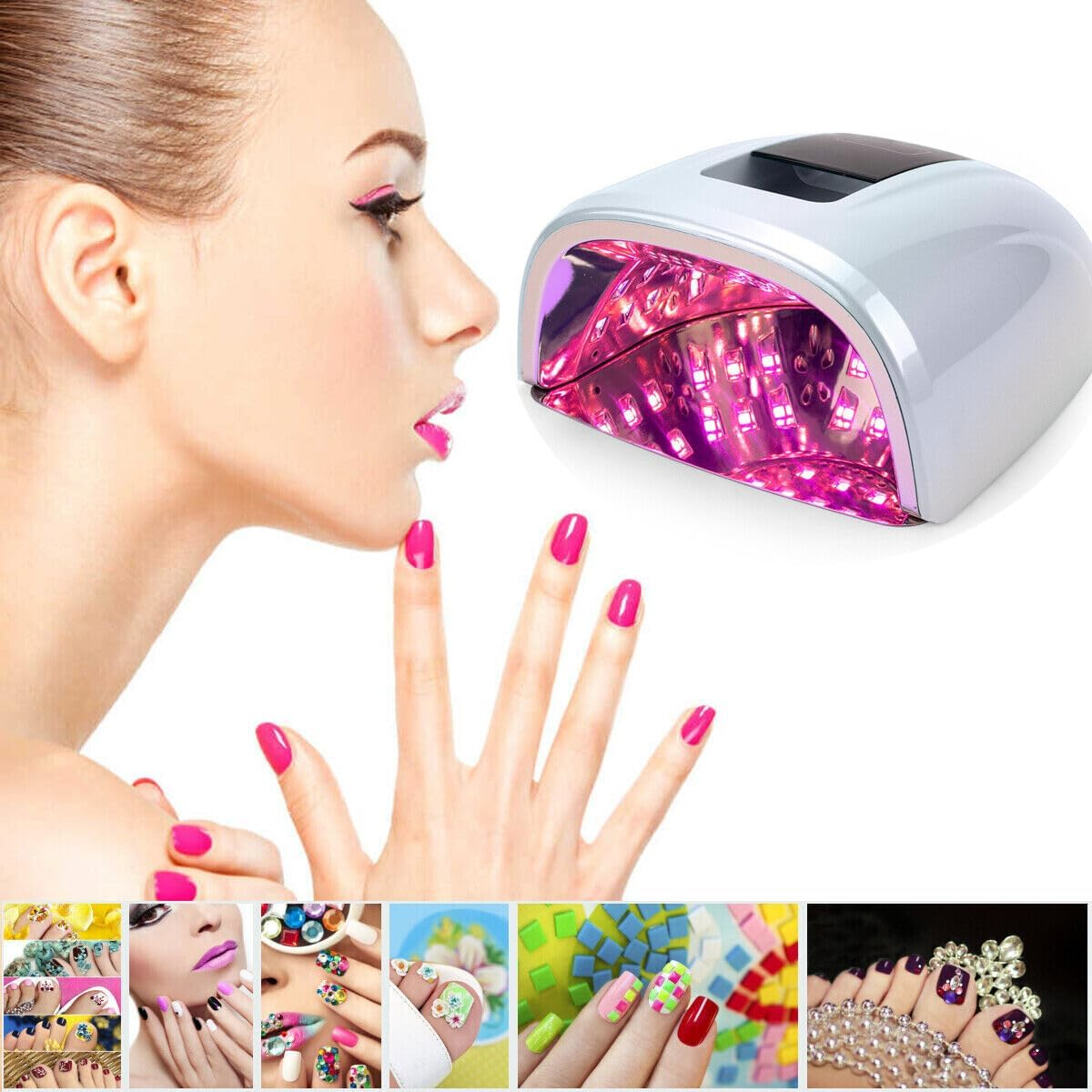 90W UV Nail Lamp Rechargeable Nail Dryer UV Light for Nails with Automatic Sensor/4 Timer Setting, Large Capacity-15600Mah Cordless Nail Gel Dryer image number 4
