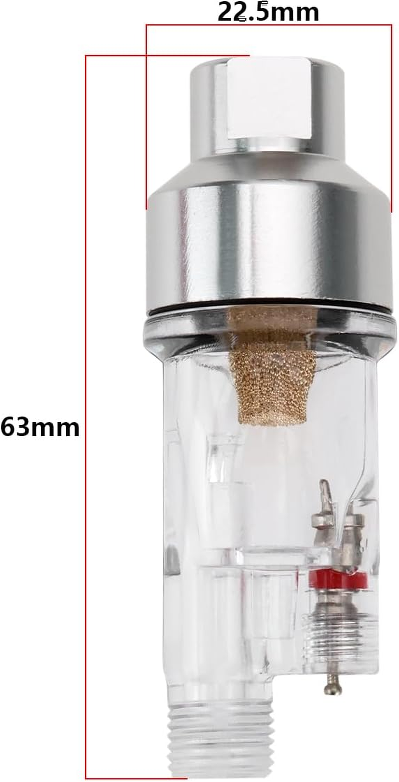 SING F LTD 2PCS 1/8 Inch BSP Thread Mini Spray Gun Filter Air Compressor Water Oil Separator In-Line Airbrush Spray for All 1/8In Bsp Threaded Airbrushes 63X22.5Mm image number 4