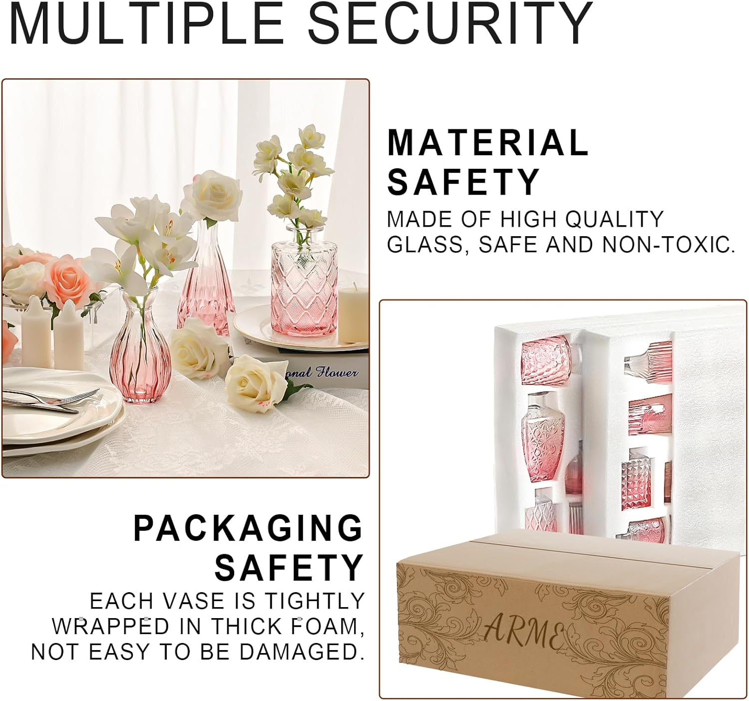 Arme Bud Vase Set of 30, Pink Vases in Bulk Bud Vase for Flower Small Glass Vases for Wedding Centerpieces, Vintage Cute Mini Flower Vases, Home Table Flower Decor image number 4