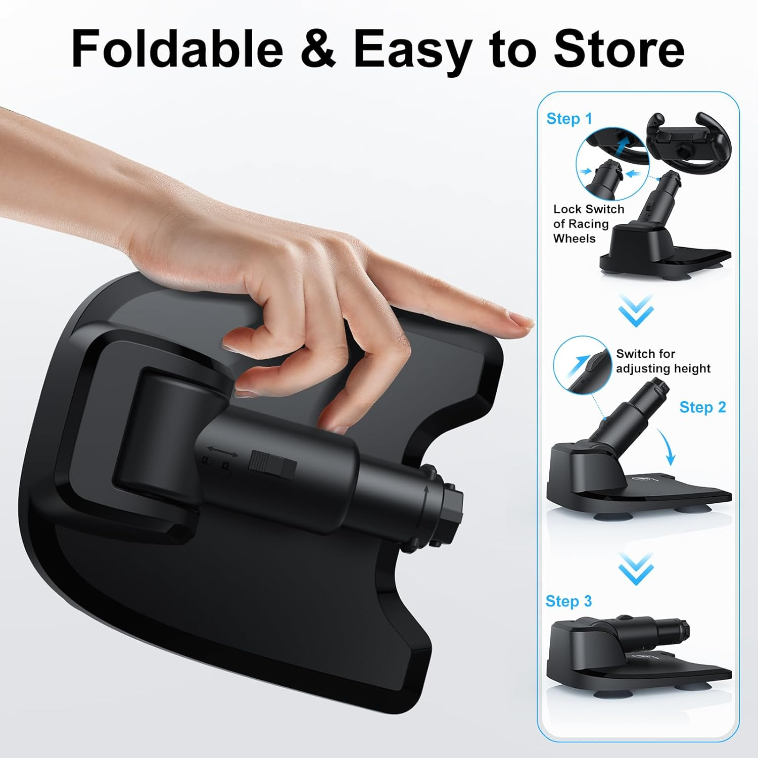 HONCAM Steering Wheel for Nintendo Switch/Switch 2, Racing Wheel Table Attachment with 4 Suction Cup for Joycons, Enhanced Stability for Immersive Racing Games, Black image number 2