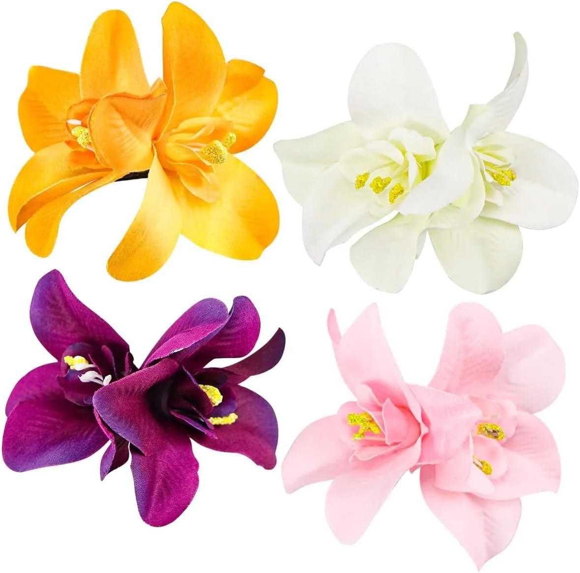 5 Pieces Colorful Artificial Flower Hair Clips Bohemian Flower Hairpin Hawaiian Hibiscus Plumeria Hair Pin for Seaside Holiday Clips and Hair Clips Headwear Hair Clips and Clips image number 1