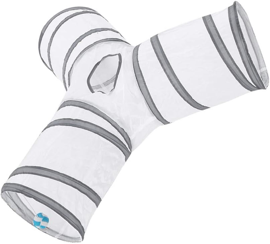 EVTSCAN Pet Cat Tunnel, 4 Color Foldable Collapsible 3 Way Play Toy, Tube Fun for Rabbits, Kittens, and Dogs Pet Interactive Training Toy(White) image number 5