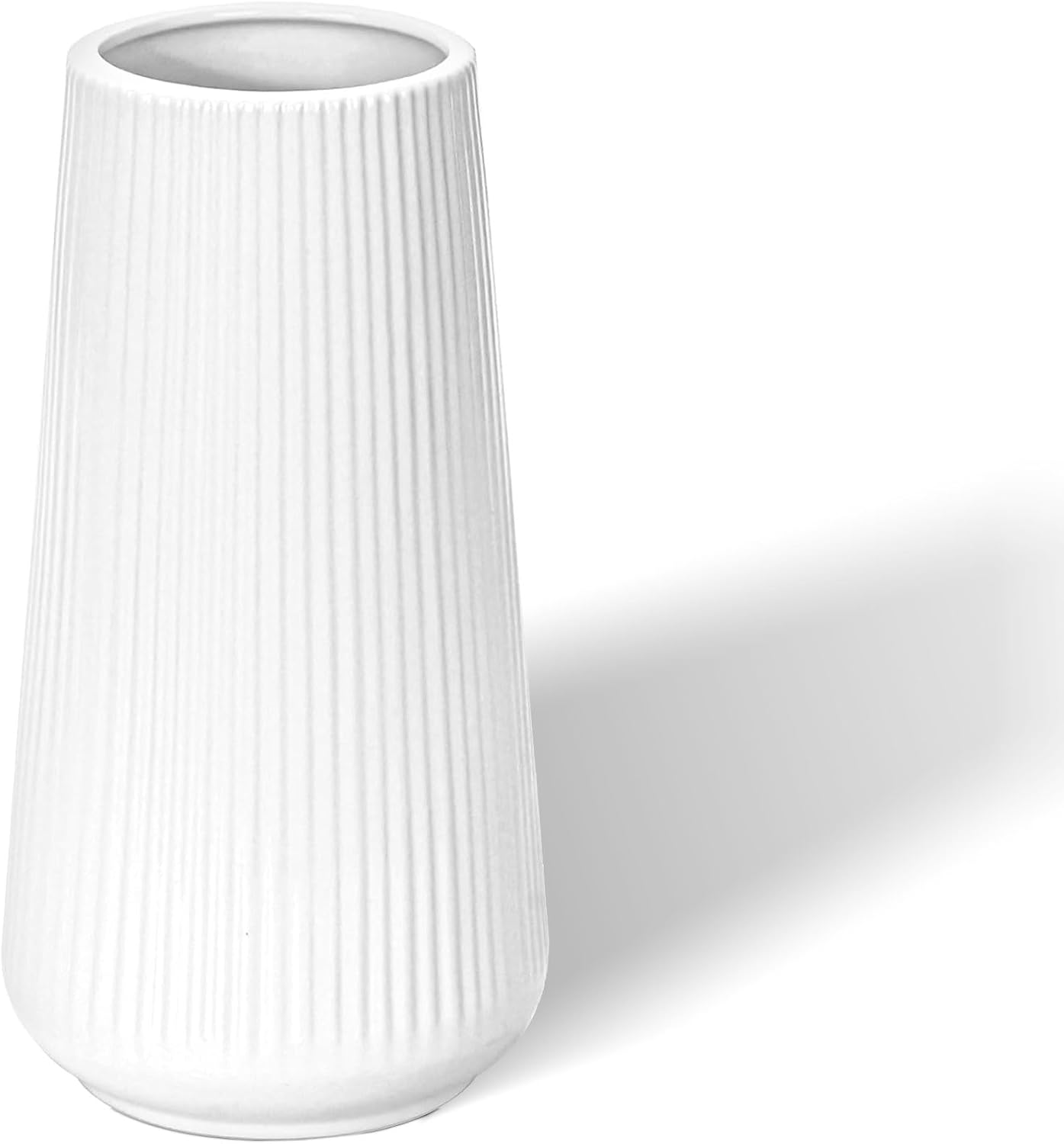 White Ceramic Vase, IGGUCEA Small Cute Flower Vase for Pampas Grass, Home, Living Room, Dining Table, Farmhouse, Office Decor, Bedroom, Table, and Kitchen Shelf