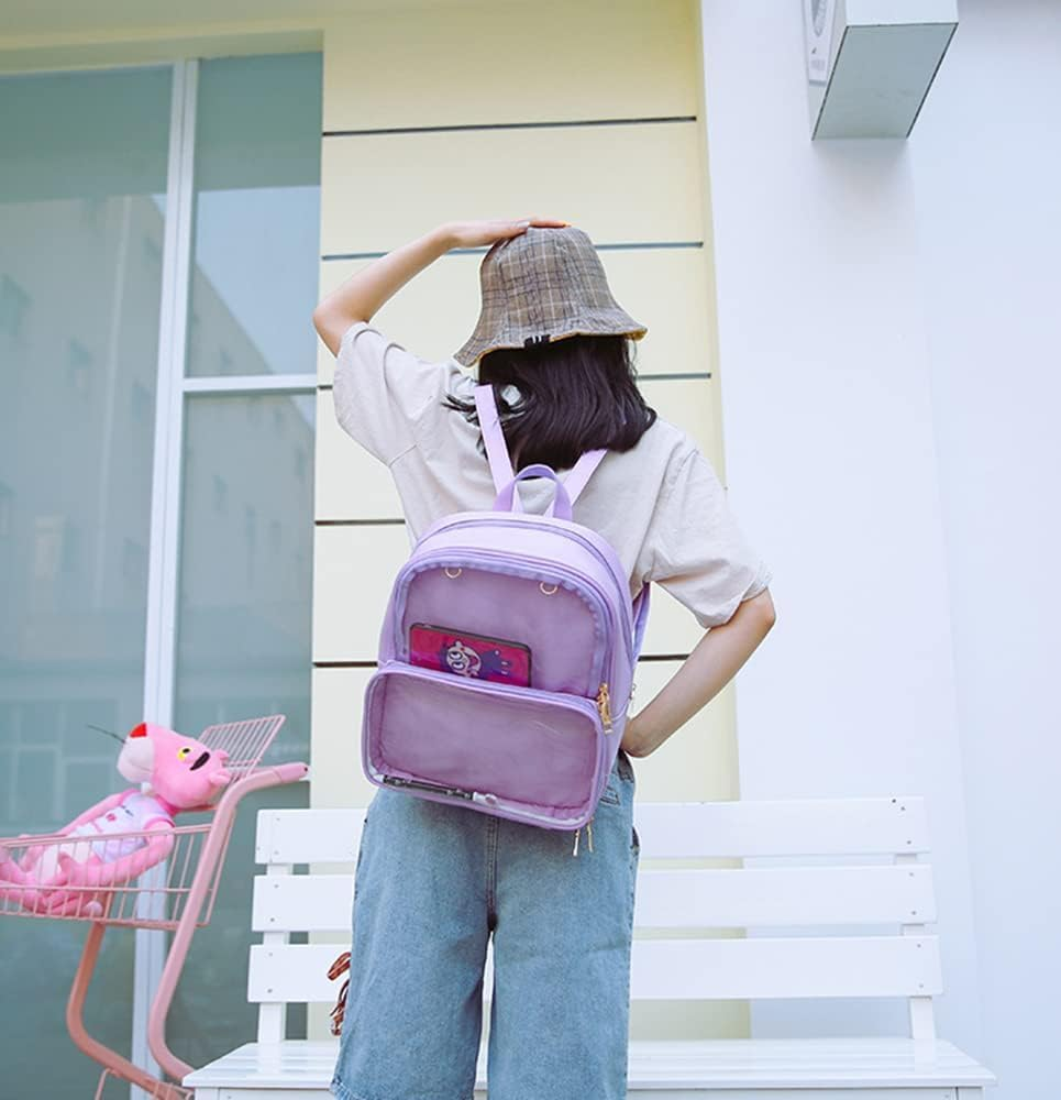 Ita Bag Clear Backpack Transparent Window Candy PU Leather Backpack Kawaii Pins for Anime Lolita Bag DIY Cosplay image number 3