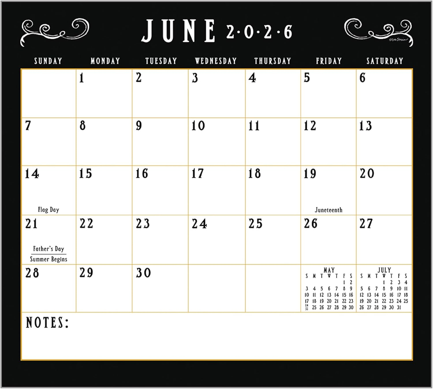 Legacy Publishing Group 2026 Wall Calendar 12-Month Schedule Organizer 12 X 13 Inch Paper with Brass Grommet Bee-U-Tiful image number 4