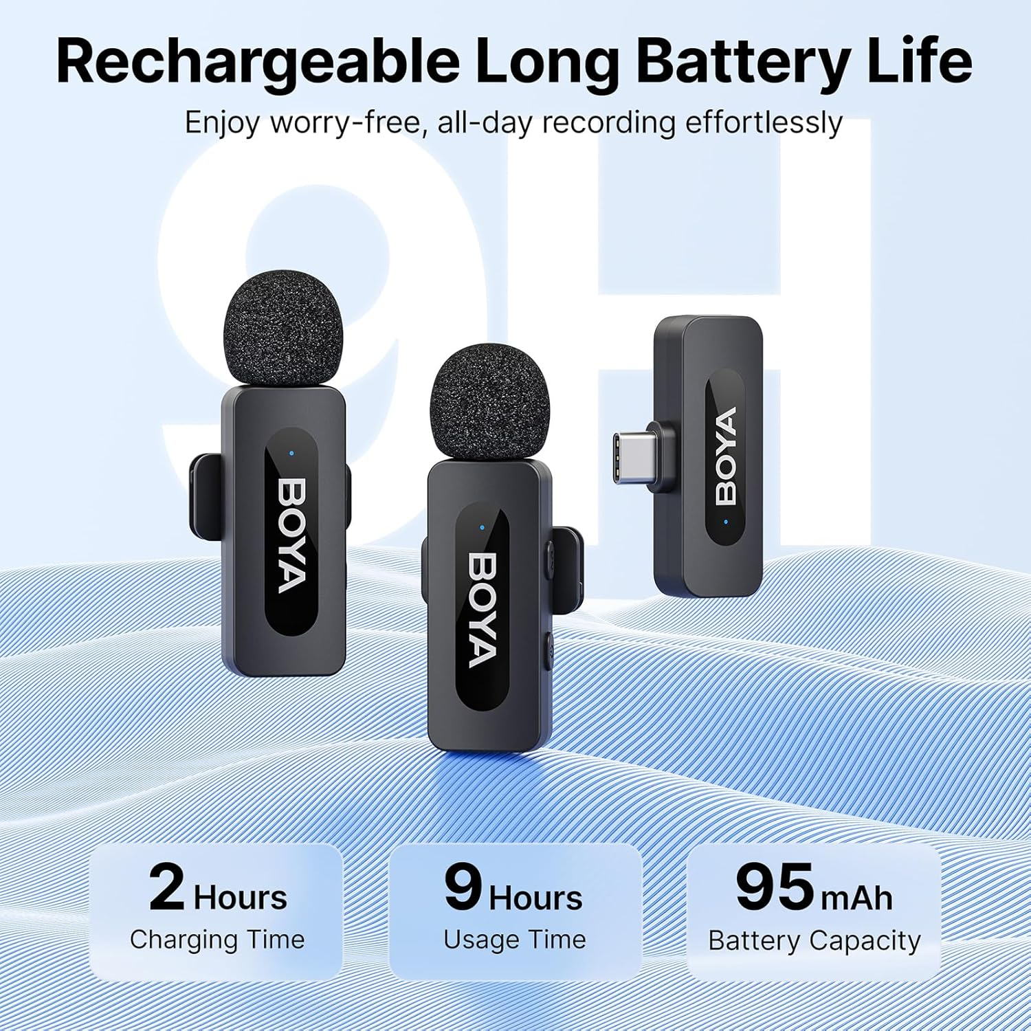 BOYA V20 Wireless Lavalier Microphone USB-C for Iphone 16/15&Android, 100M Wireless Range, All-In-One, Noise Reduce, 9H Battery Life&Omnidirectional Lapel Mic for Vlogging Video Youtube Podcast Tiktok