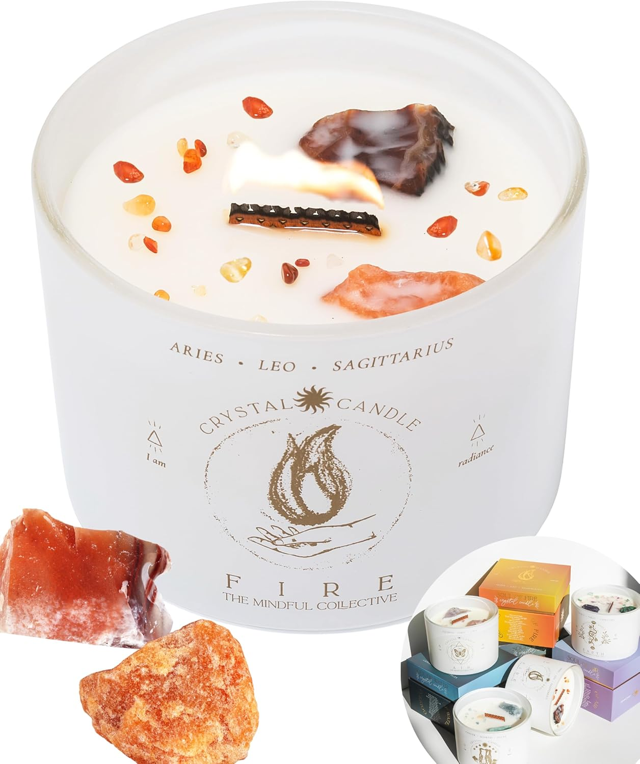 Gemini, Libra, Aquarius Scented Candle Gifts for Women - 340G Wood Wick Candles That Crackle for Home Decor. Birthday Gifts for Women, Zodiac Astrology with Crystals and Healing Stones