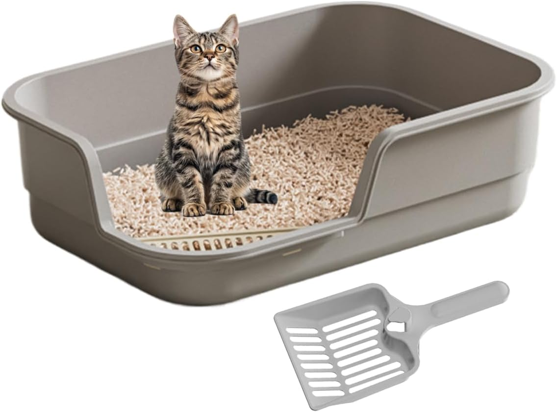 Cat Litter Box, High Hips Low Entry, High Edge Cat Litter Box, Indoor Kittens Elderly Animals Home Office Apartment Hotel Living Room Balcony