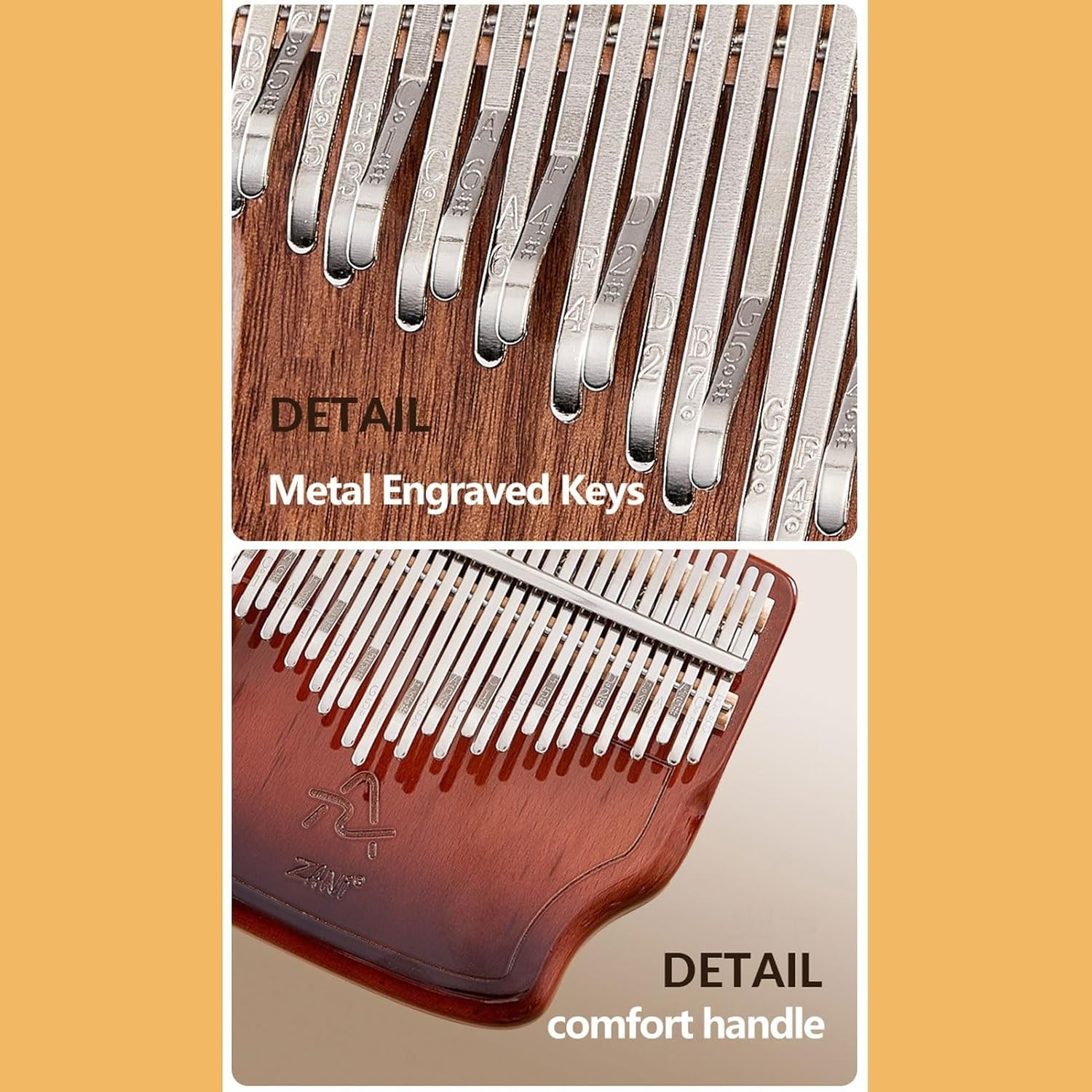 Kalimba 34 Keys Finger Piano Wooden Thumb Piano Music Instrument Beginner Portable with Tuning Hammer, Finger Covers and Carry Bag Set for Meditation Sound(34 Tones-Blue) image number 6