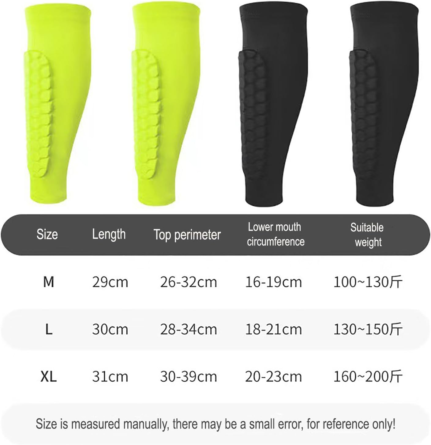 BEANPRECOY Protective Shin Guard Sleeves, Neon Yellow, Breathable Compression Calf Support, Youth and Adult Sizes