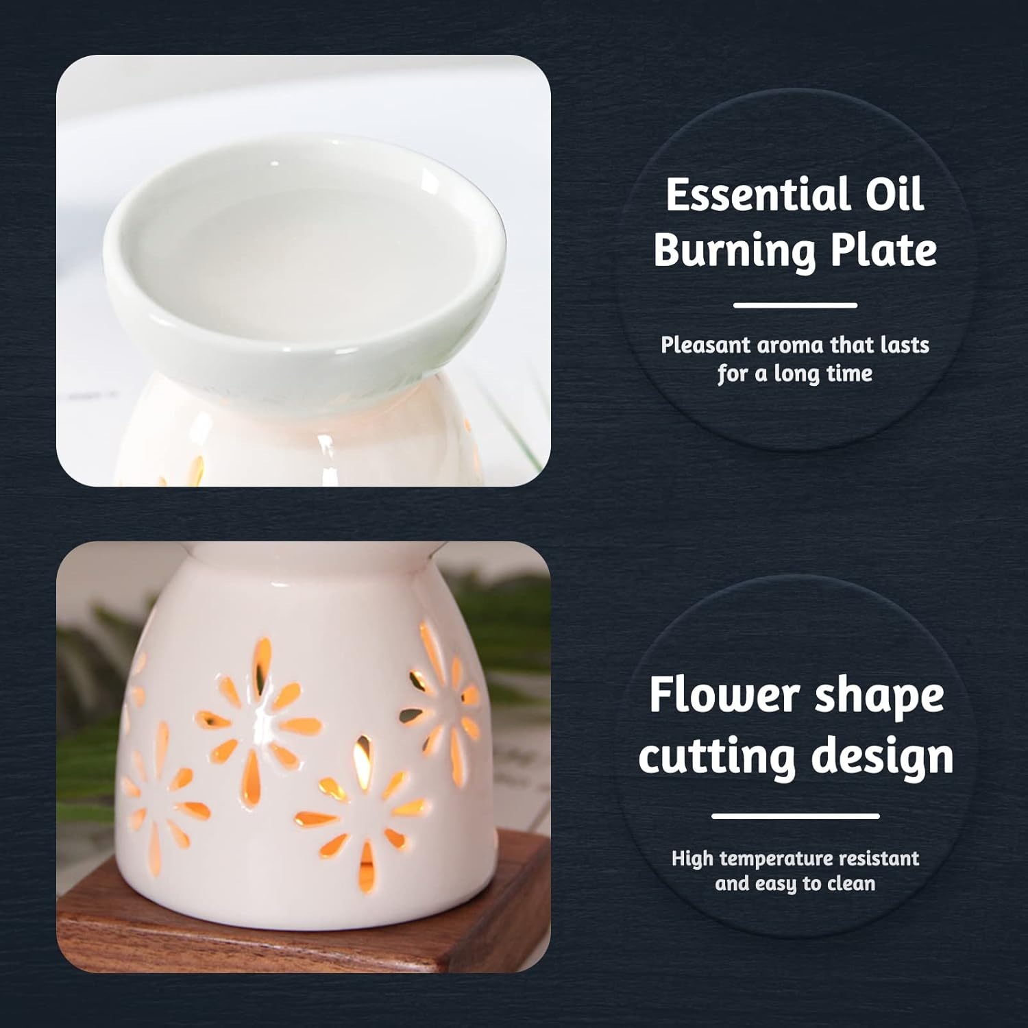 Ceramic Fragrance Lamp Censer Aroma Diffuser Tea Light Holder Oil Burner Aroma Lamp Candle Holder Aroma Lamp Tea Light Oil Aroma Burner Used for Sleep Aid Relaxation Meditation image number 1