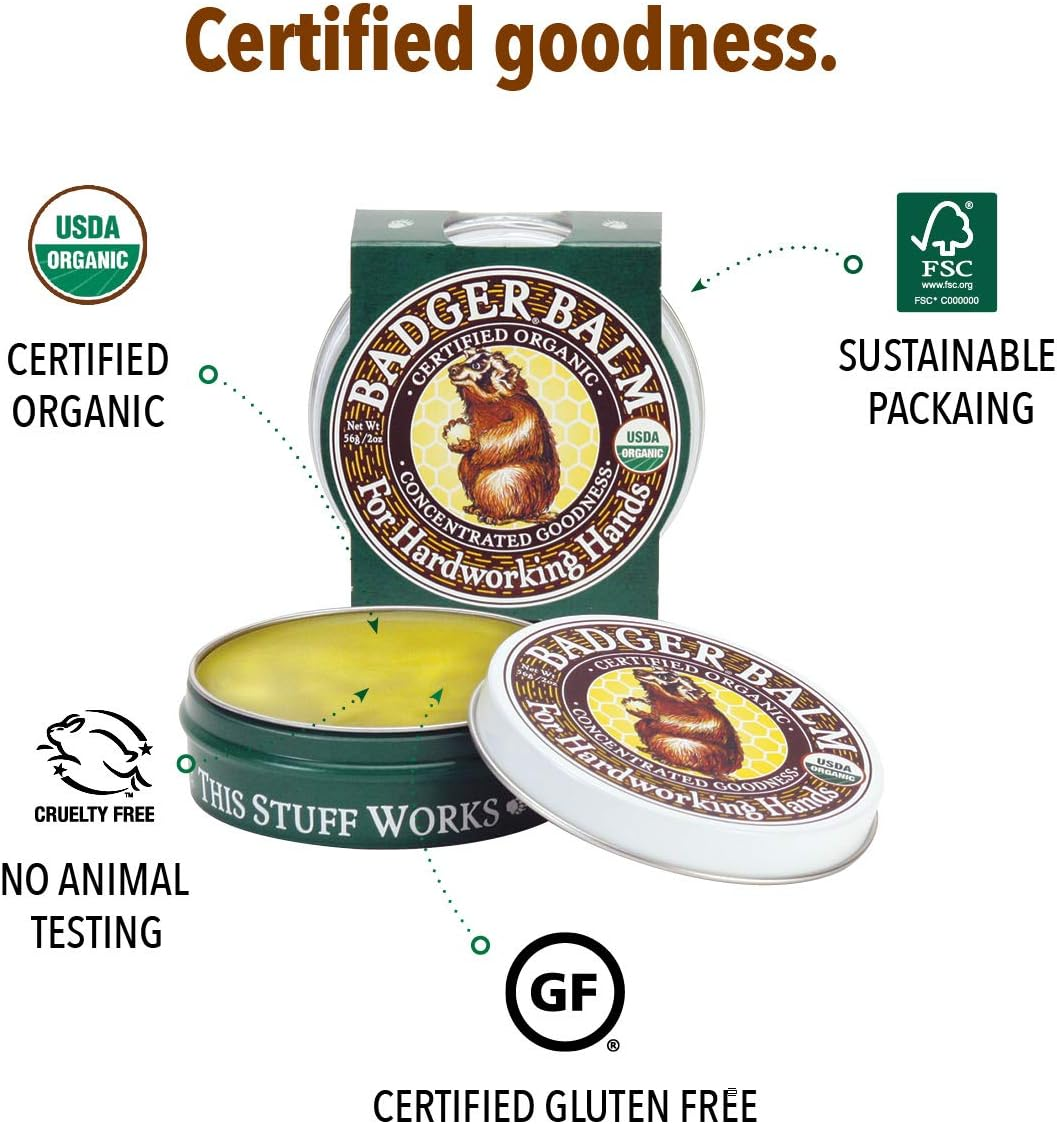 Badger Balm Original 2Oz Tin Organic Healing Hand Moisturizer Cracked Dry Skin image number 1