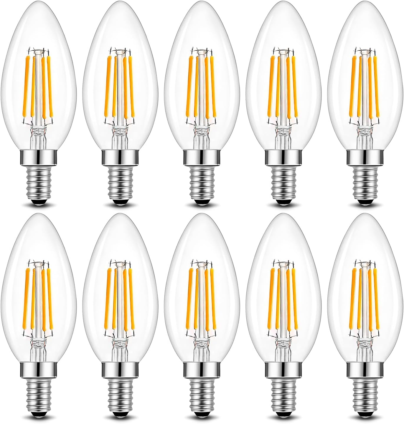 Spacelumen E14 Dimmable Small Edison Screw SES Candle Light Bulbs, 2700K Warm White 4W LED Light Bulb 40W Incandescent Equivalent, Pack of 10 image number 1