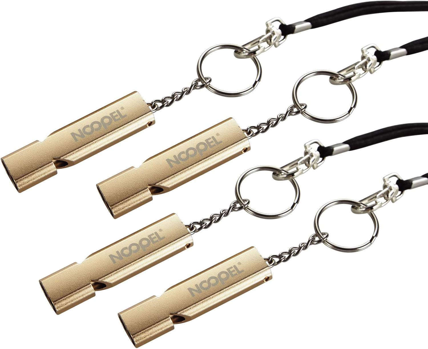 NOOPEL 2 Pack Emergency Whistles High Pitch Double Tubes Survival Lifeguard Whistle Lanyard Keychain Outdoor Camping Hiking Boating Hunting Fishing