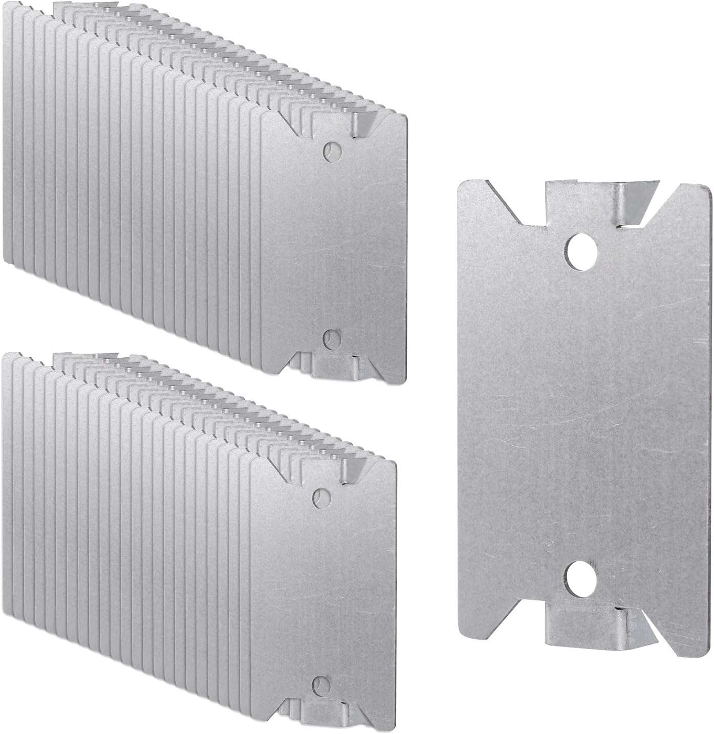 50Pcs Nail Plates for Studs, 2.5X1.5 Inch Strong Steel Nail Plates Electrical Pointed Nails Guards with Nail Holes Anti-Nail Protection Plate for Protecting Pipes Conduits Wires (Silver) image number 5