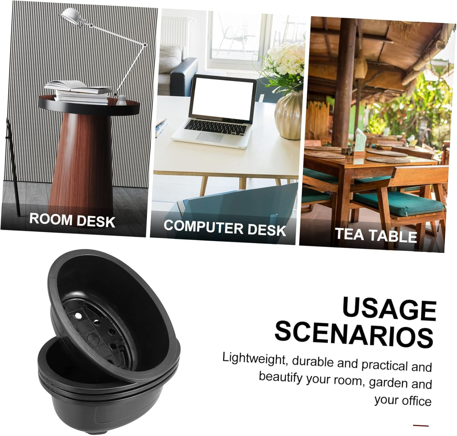 Sosoport 4Pcs Plant Pots Plastic Plant Containers Garden Pots for Indoor Outdoor Decor image number 3