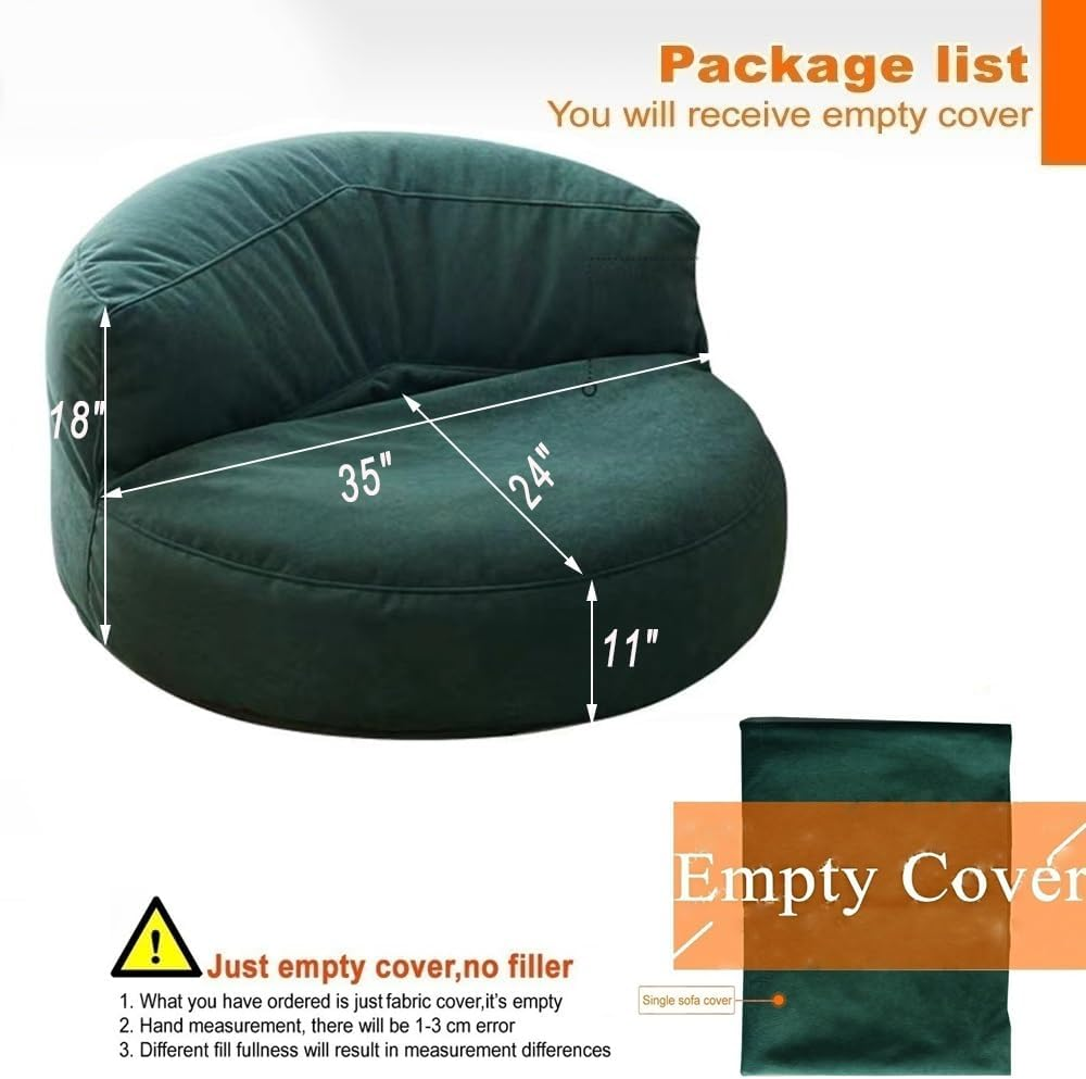 Bean Bag Chair Bean Bag Cover Chenille Single Lazy Sofa Cover Bean Bag Pouf Chair for Bedroom Living Room Garden, No Filler Kids Adults (Color : Mustard Green, Size : Empty Cover) - Cyan image number 3