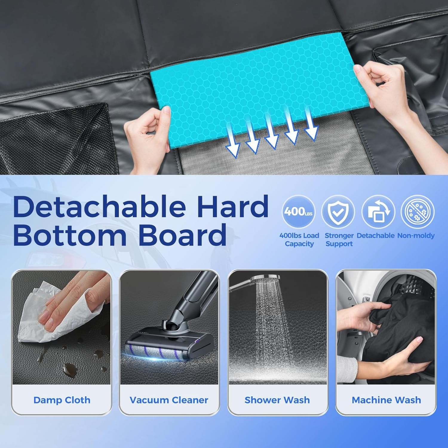 Aoiiigo Dog Car Seat Cover for Back Seat Waterproof Dog Car Seat Cover with Hard Bottom Scratch Prevent and anti Slip PU Leather Dog Hammock for Cars, SUV and MPV image number 2