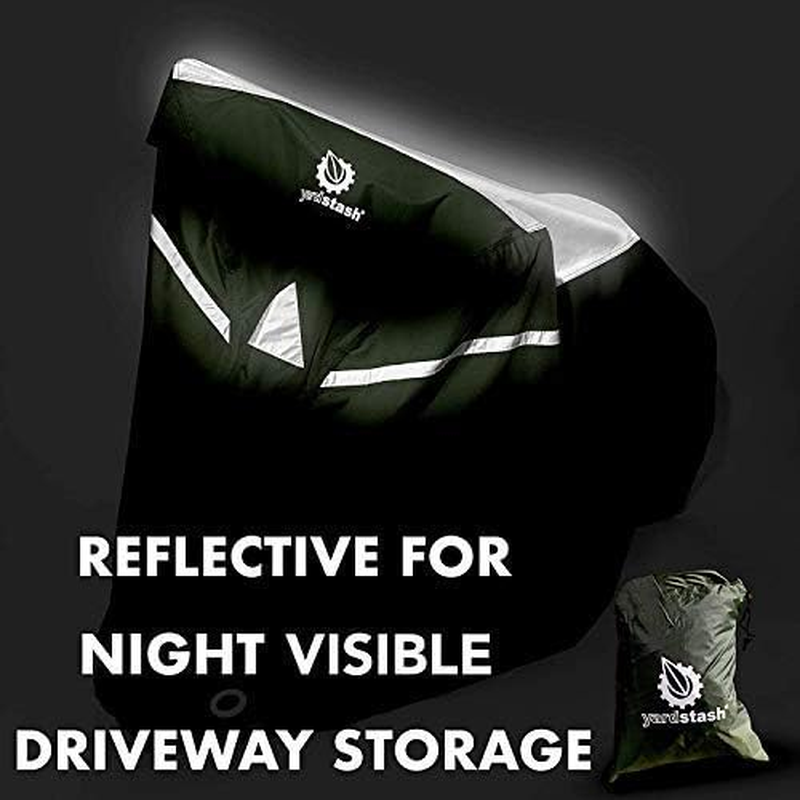 Yardstash Bike Cover &ndash; XXL Reflective Bicycle Covers for outside Storage - Waterproof & Weatherproof Garden Tarp Shelters for Bikes, Trikes, 29Ers, and Electric Bicycles &ndash; Green image number 3