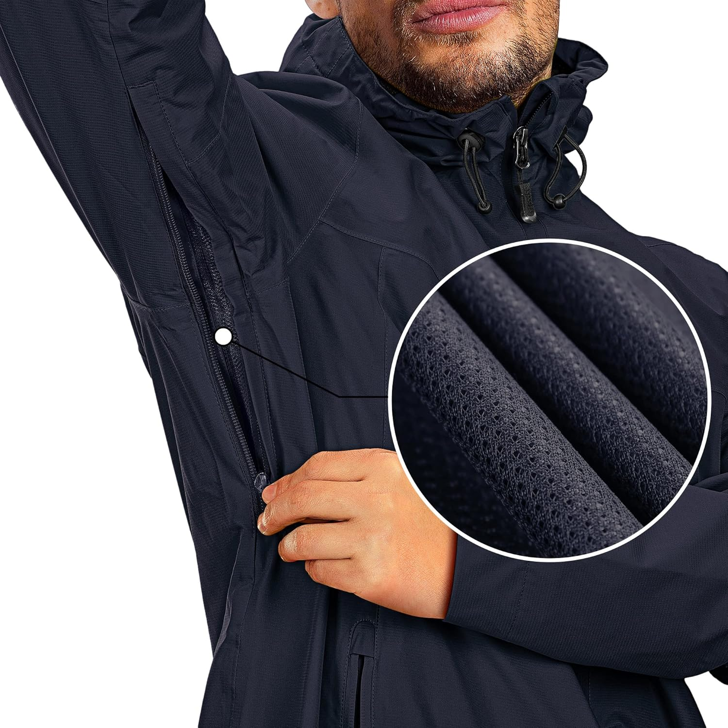 33,000Ft Men'S Outdoor Waterproof Jackets Packable Windbreaker Lightweight Quick Dry Raincoat Outdoor Jacket for Cycling Camping image number 3