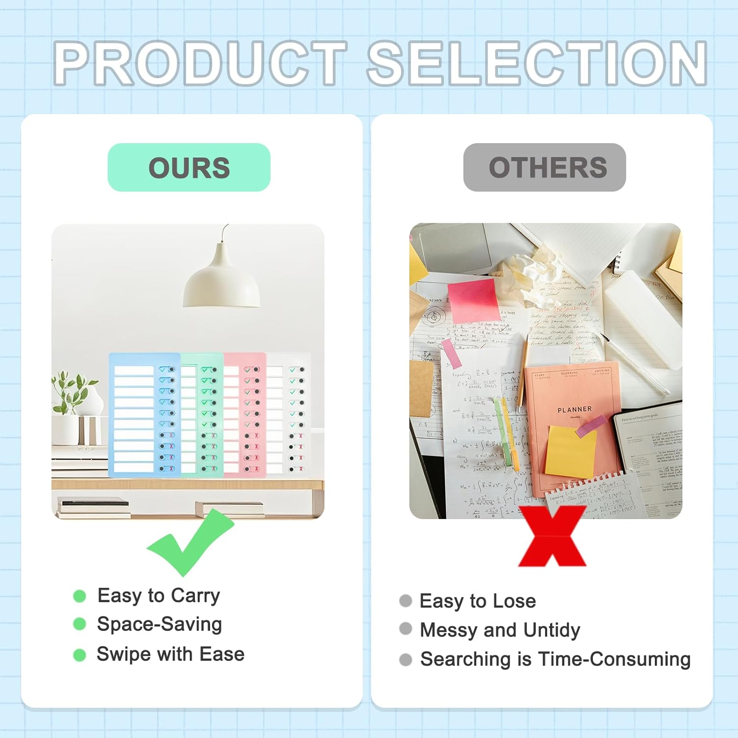 ZOHEA 4 PCS Removable Chore Chart Board for Kids, Reusable Checklist with 20 Detachable Cardstock, Plastic to Do List, Blank Checklist Board, Planning Board for Kids, Adults, Home, School, Office image number 4