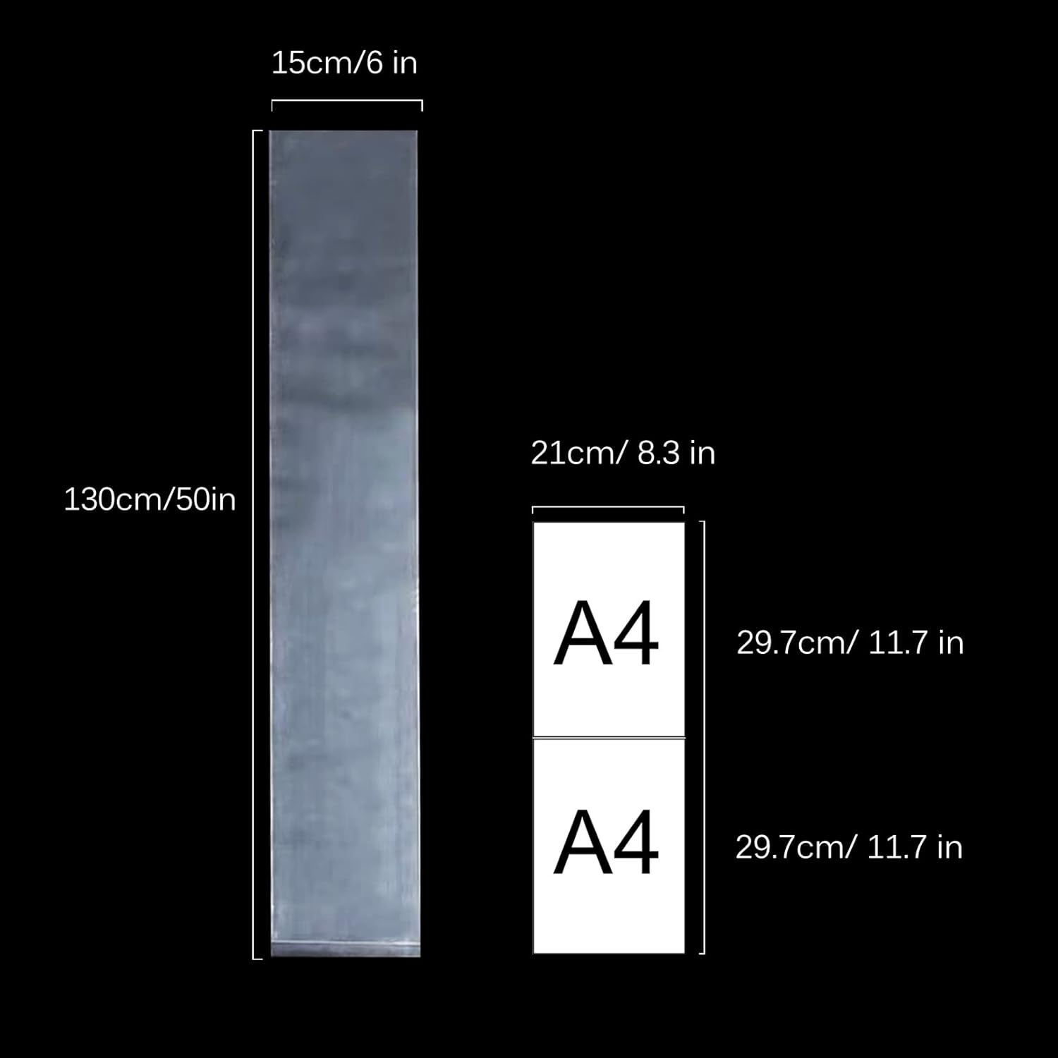 Long Plastic Sleeves 6X50 Inch 50 Pack Poster Poly Bags, 2 Mil Clear Flat Open Blueprint Storage Poster Tube for Large Narrow Items, Waterproof image number 3