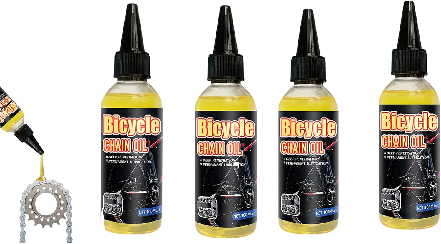 Chain Lubricant, Chain Oil, Front and Rear Shock Proof, Rust Proof, and Dust Proof Oil for Bicycles, Yellow, 100Ml image number 5