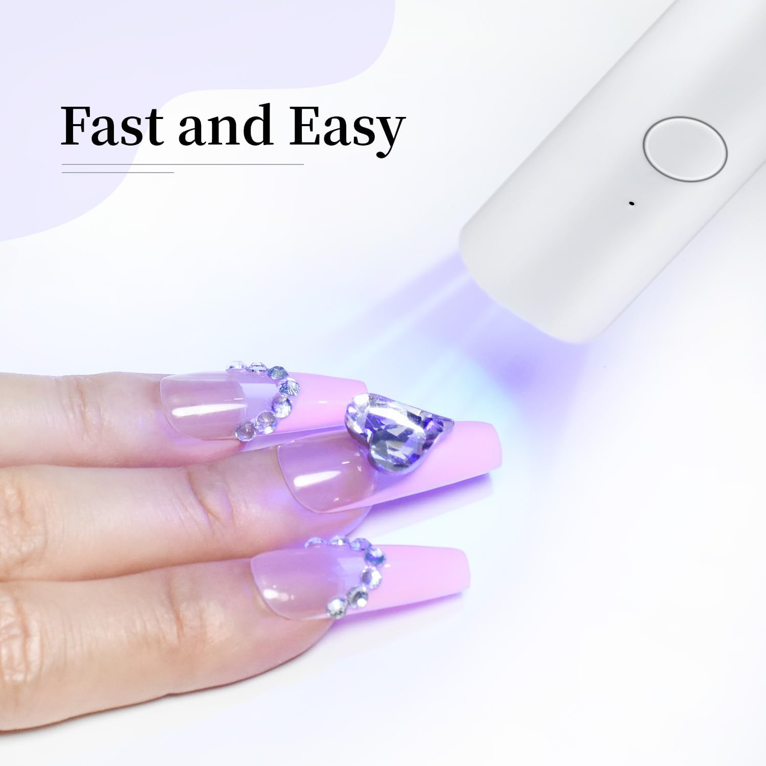 JODSONE Handheld U V Light for Gel Nails Portable Mini Nail Dryer Cordless Rechargeable USB Nail Dryer for Fast Curing for Home DIY Manicure Nail Art, White image number 3