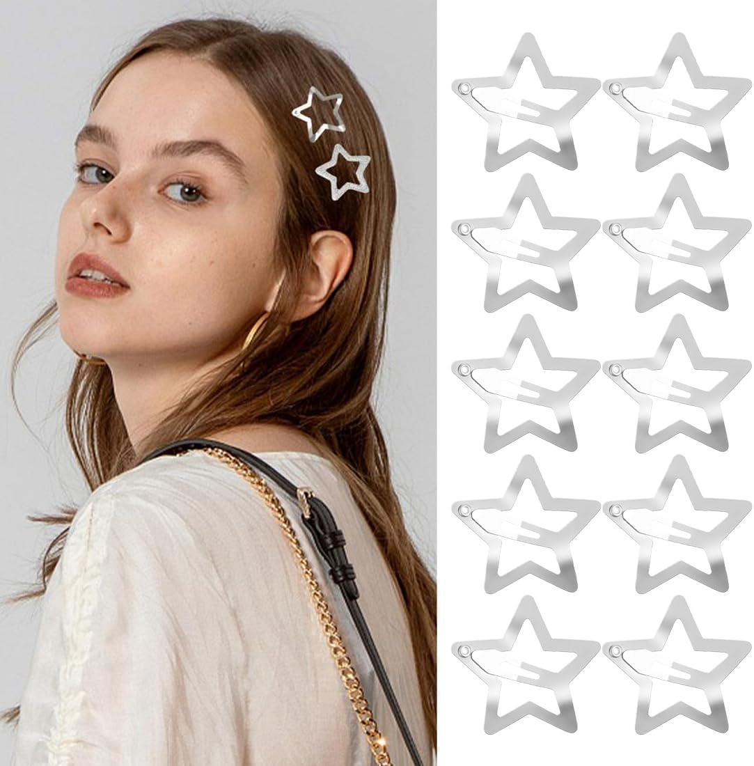Pack of 30 Metal Star Hair Clips with Snap Closure, Cute Small Hair Clips, Hollow Out Star Hairpin, Hair Clips for Women, Girls image number 2