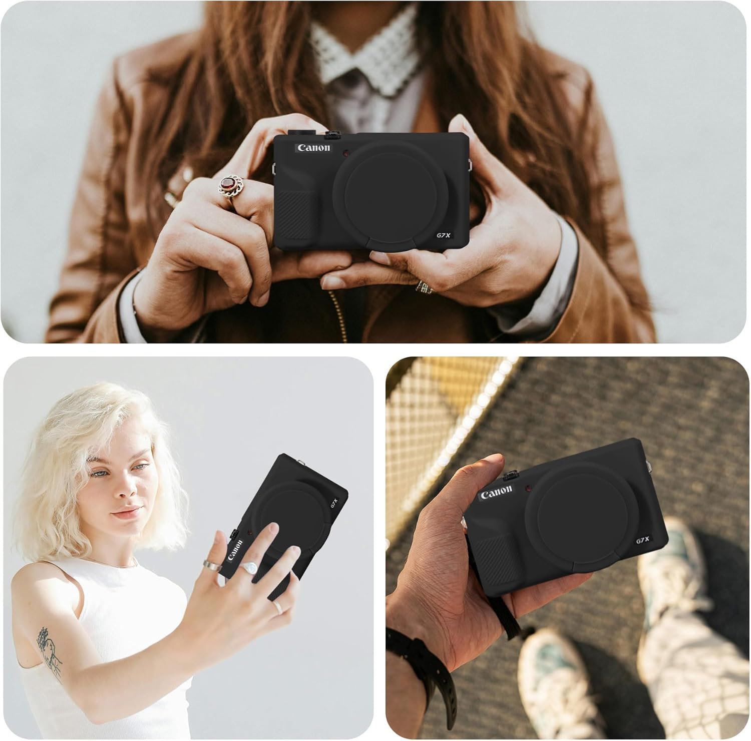 RAIALL Silicone Case for Canon Powershot G7X Mark III Digital Camera, Soft Camera Case Cover with Removable Lens Silicone Cover Rubber for Canon Powershot G7 X III, Black image number 5