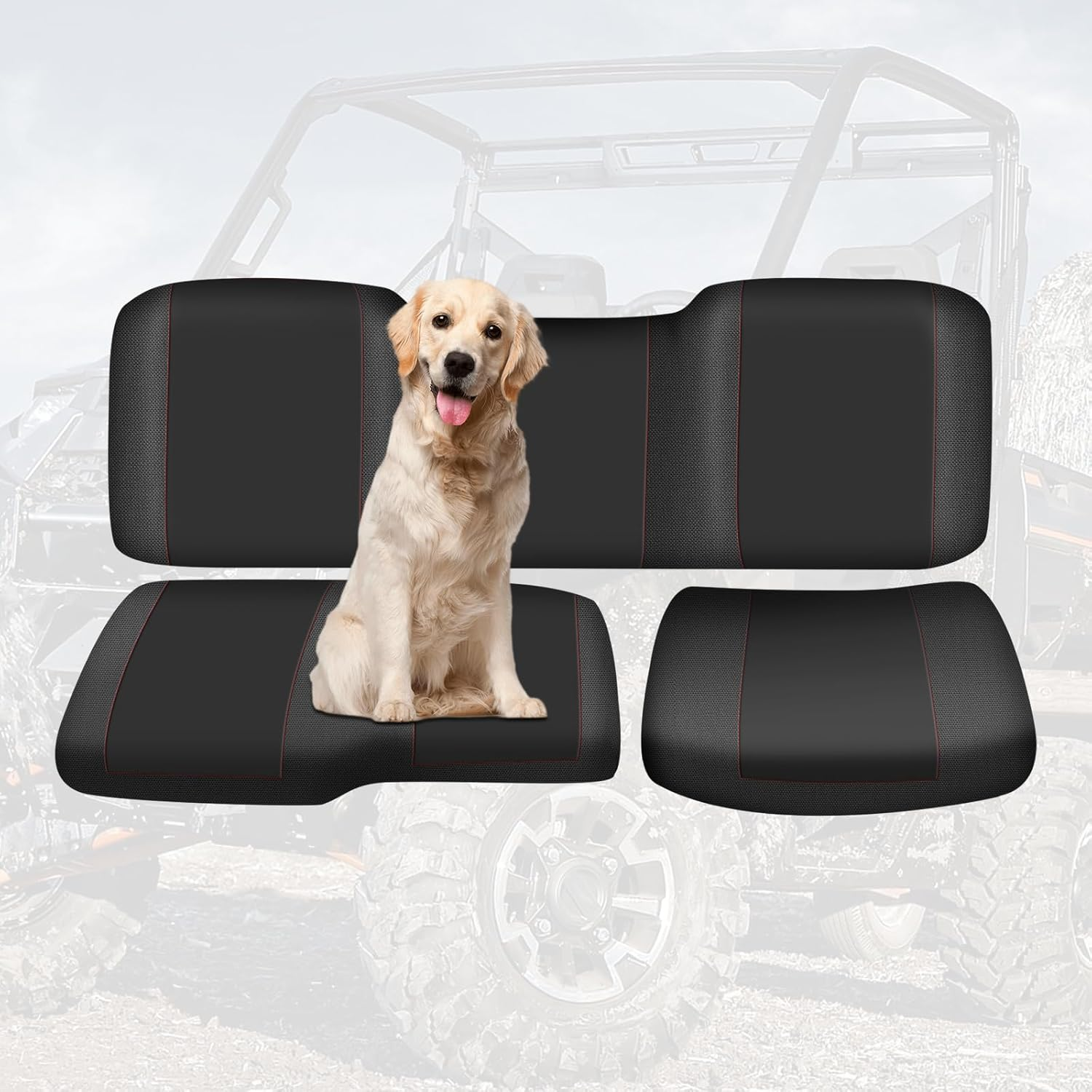 CEMOFE UTV Seat Cover for Polaris Ranger 1000 2020-2025/Polaris Ranger XP 1000 2017-2021, Split Bench Seat Covers Heavy Duty 1680D Waterproof UTV Seat Cover Set(3 PCS) image number 4